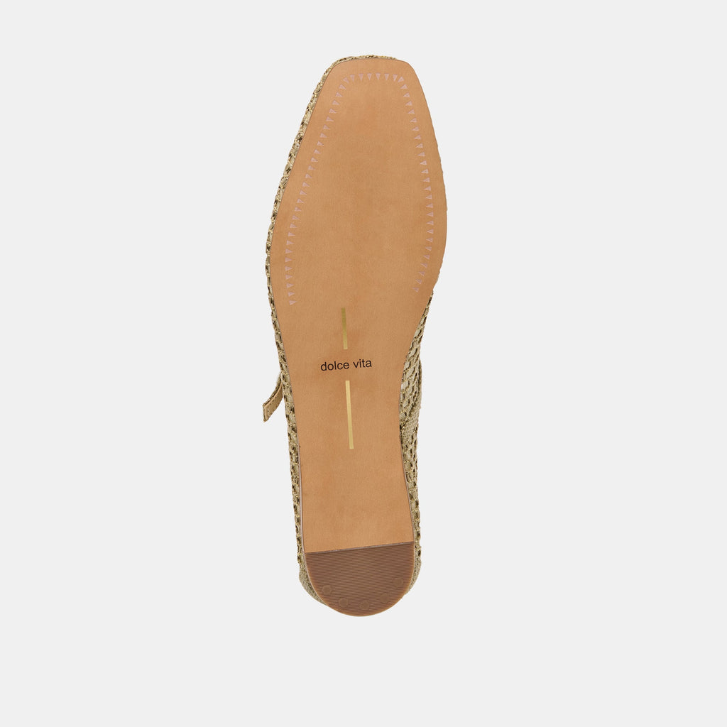REYES BALLET FLATS OLIVE WOVEN RAFFIA
