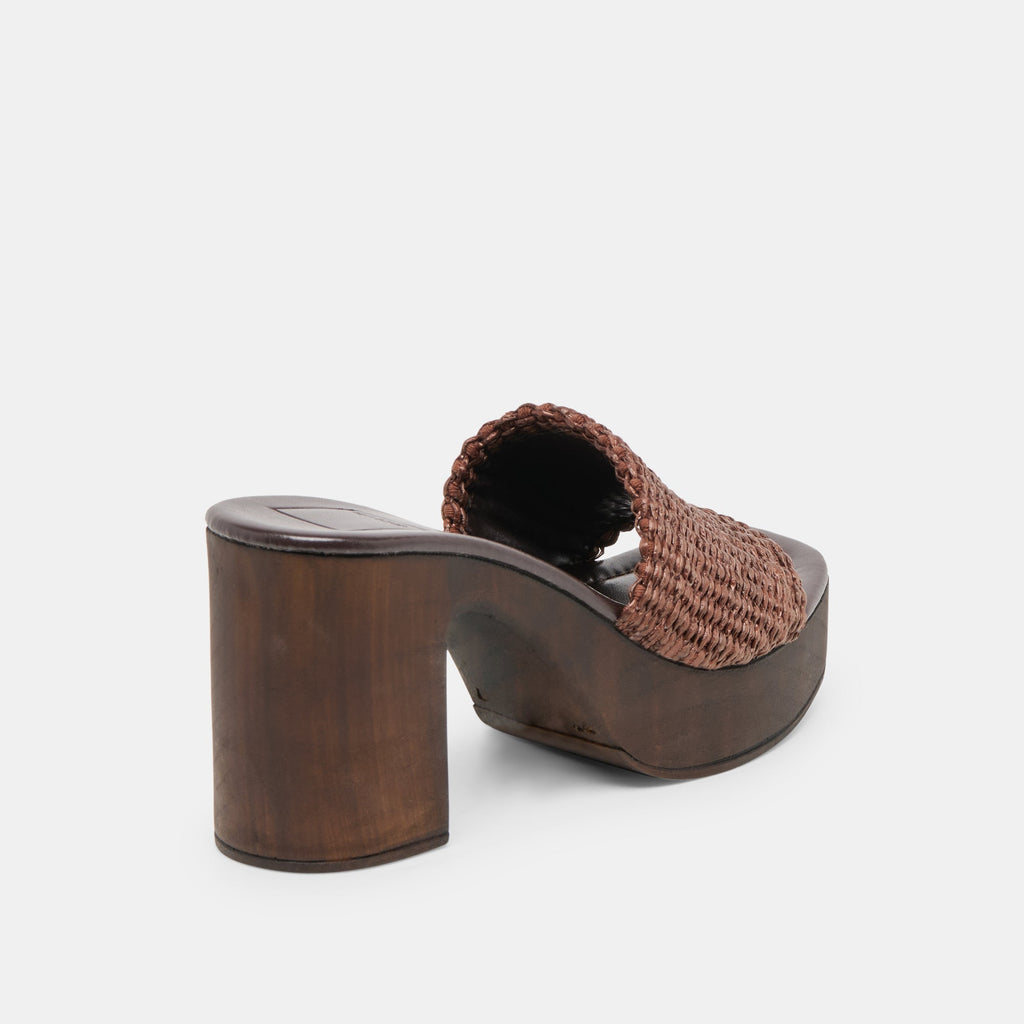 CELEST HEELS CHOCOLATE RAFFIA