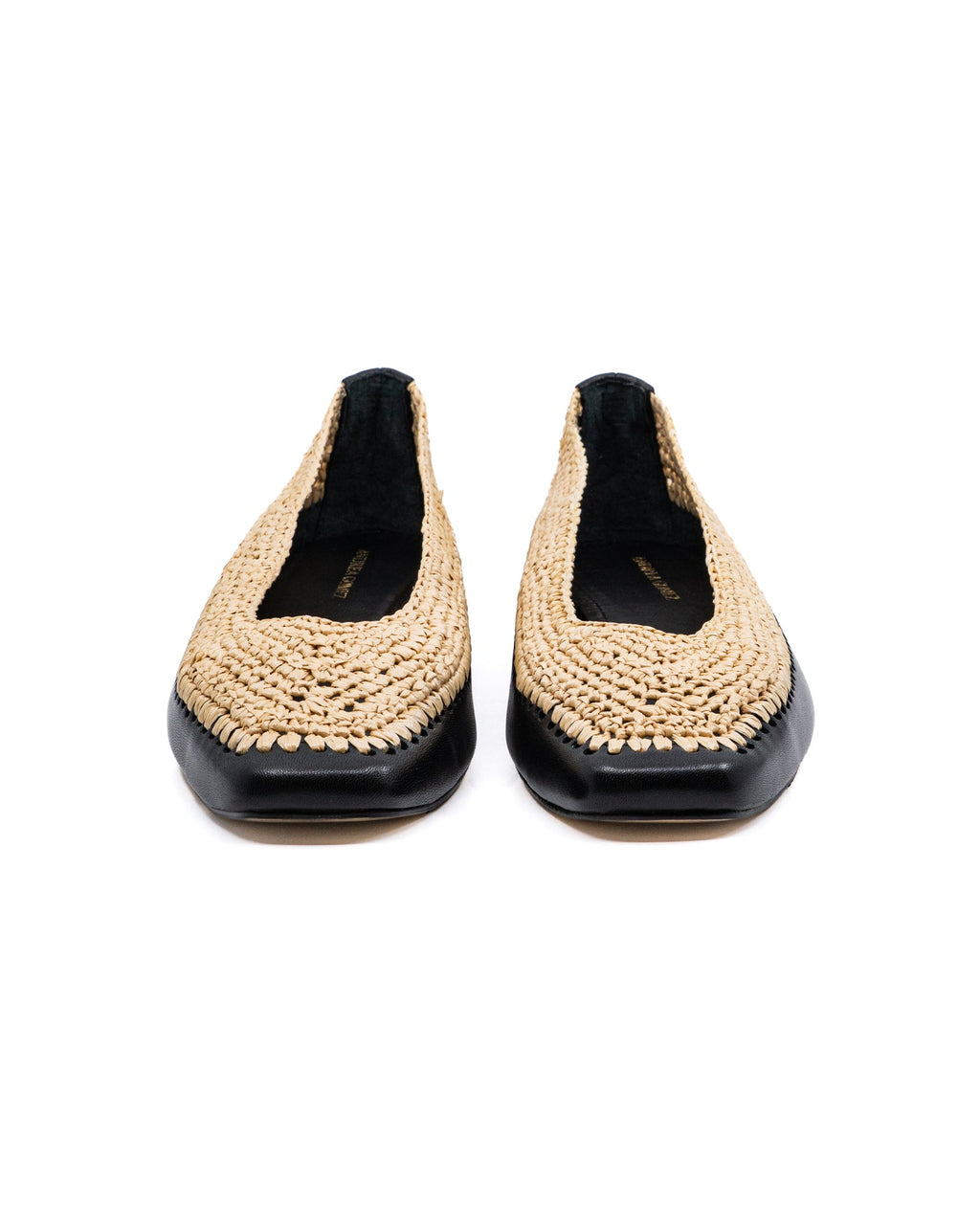 Dakota Raffia Black Leather Flat