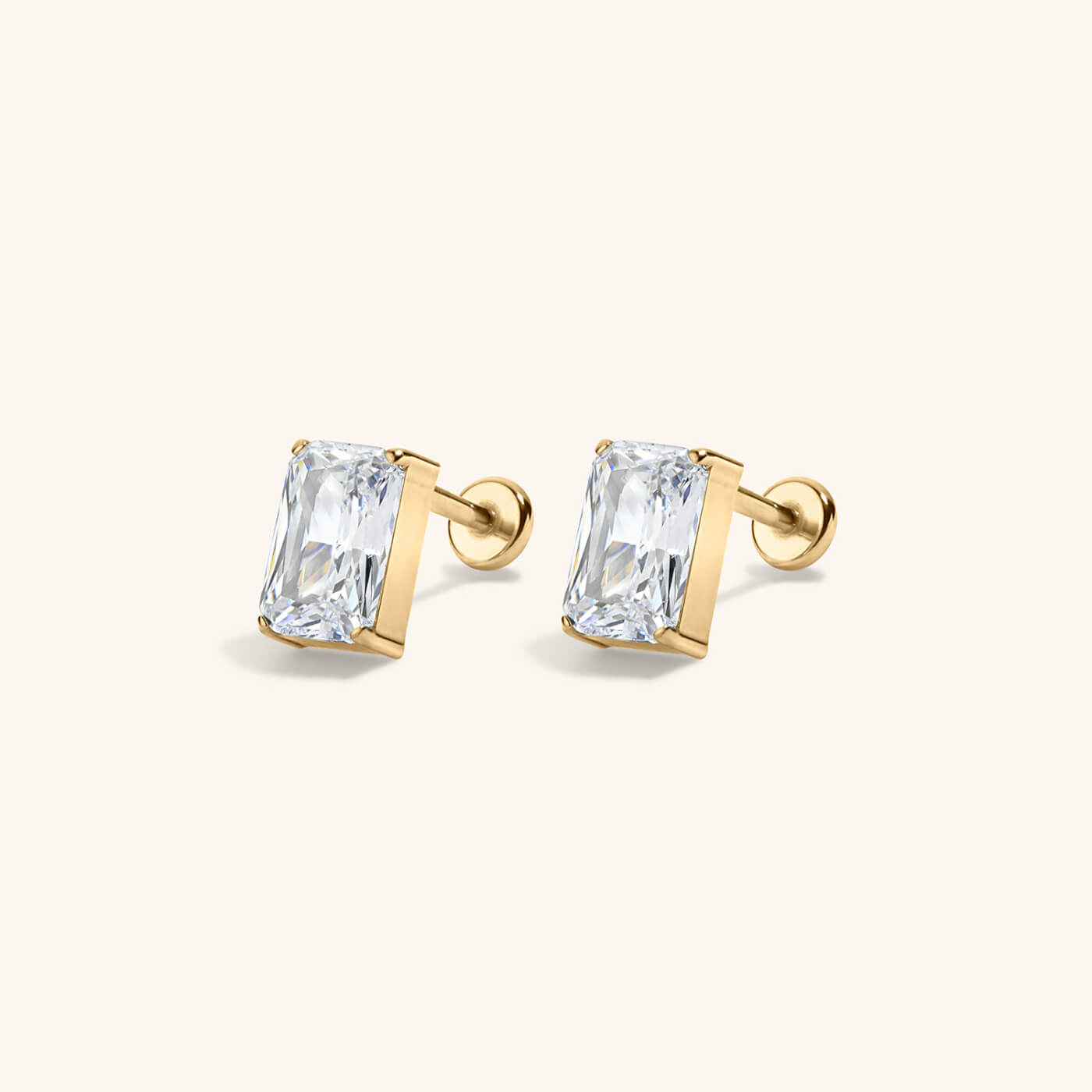 Celestial Crystal Emerald-Cut Nap Earrings, 6mm