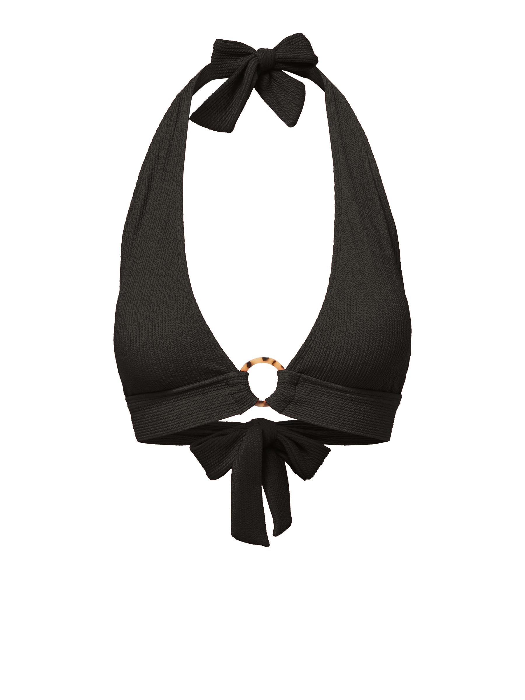 Erin Top In Black Texture with Tort Ring