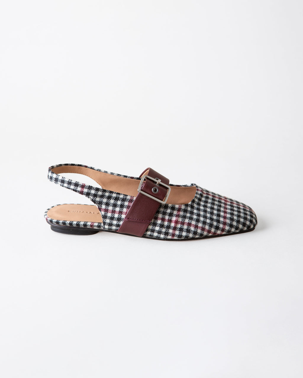 FARRAH SLINGBACK BLACK + WHITE TWEED
