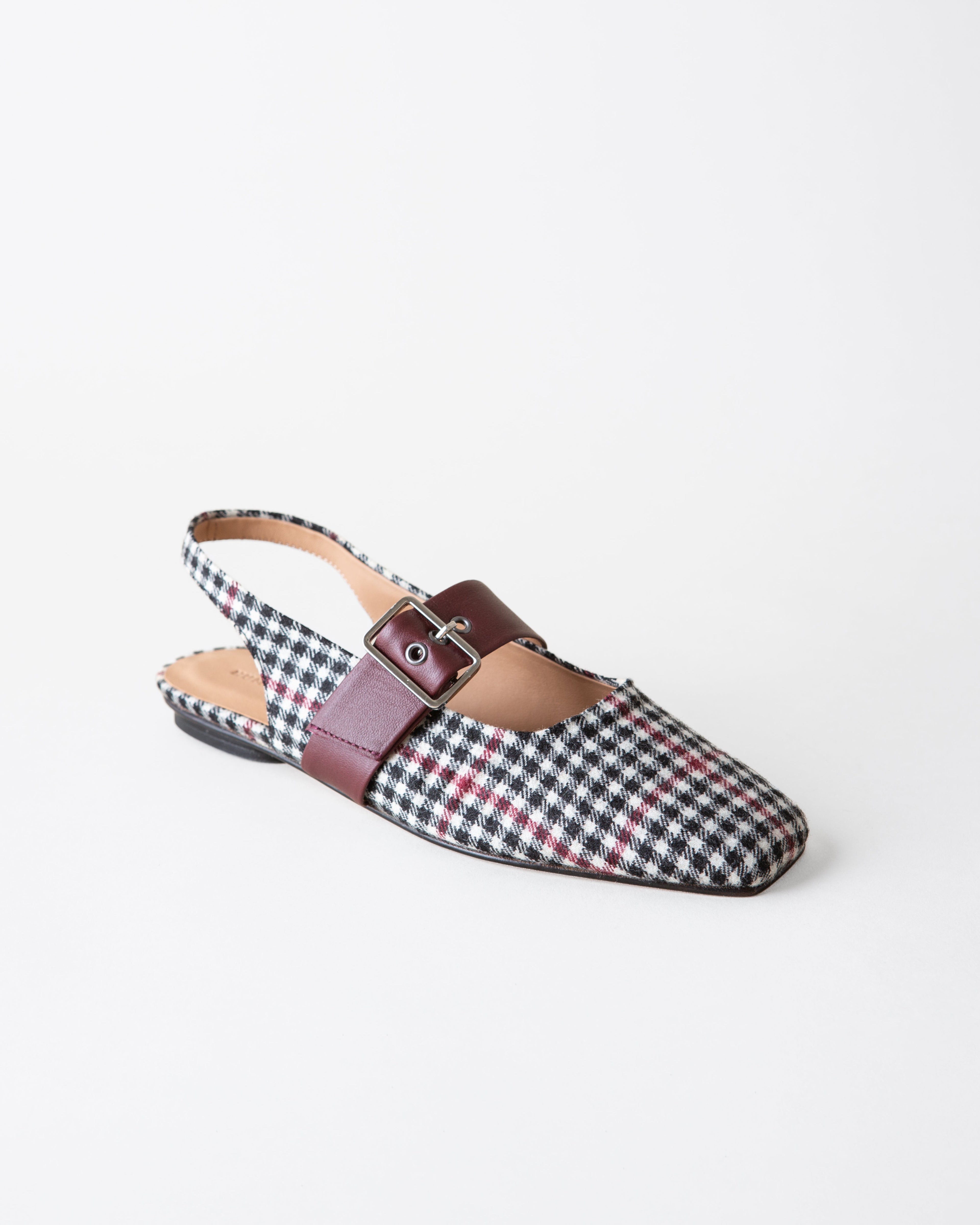 FARRAH SLINGBACK BLACK + WHITE TWEED