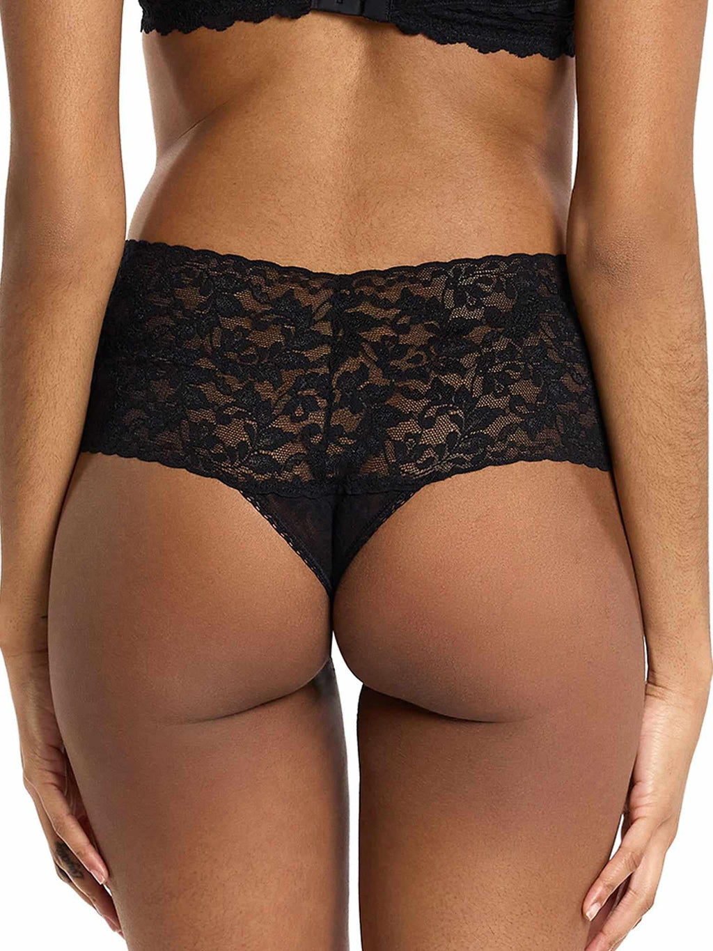 Retro Lace Thong Black