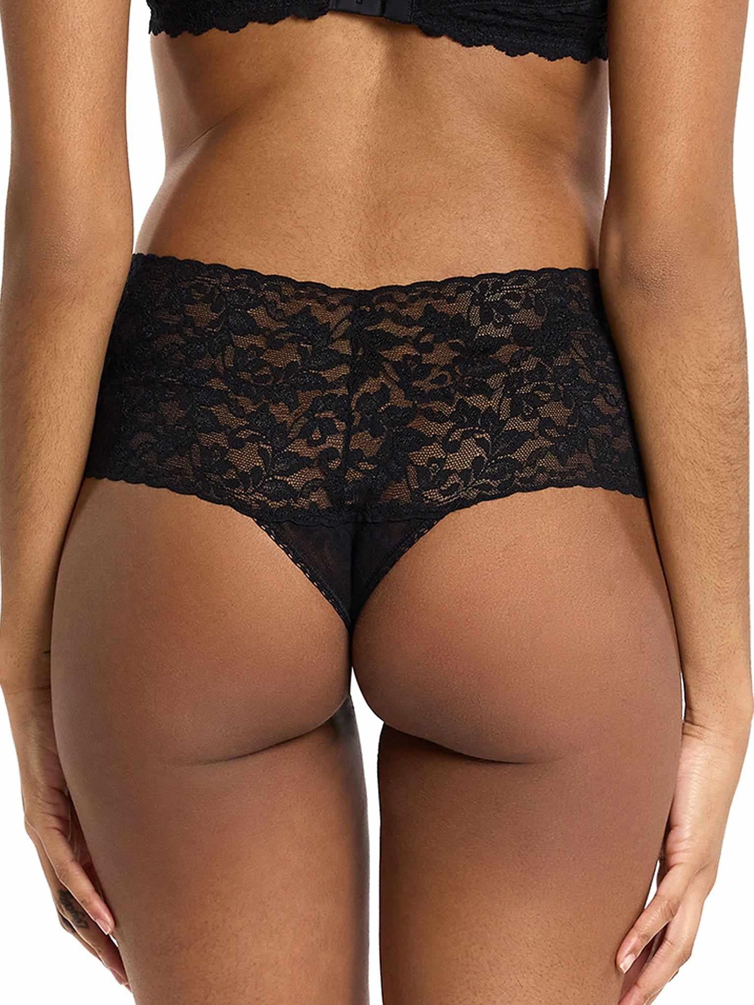 Retro Lace Thong Black