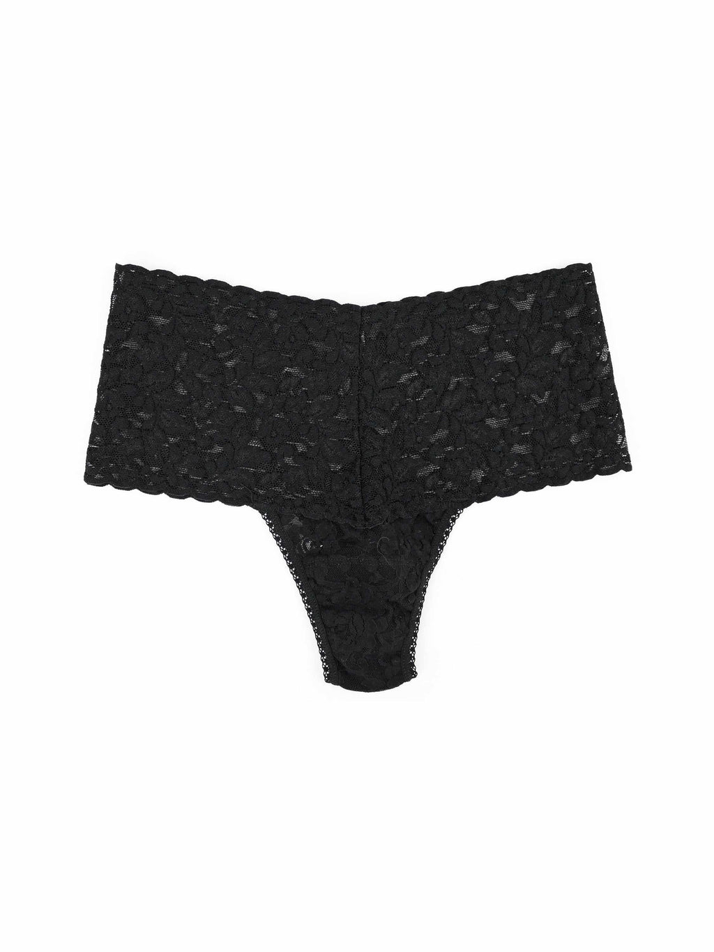 Retro Lace Thong Black