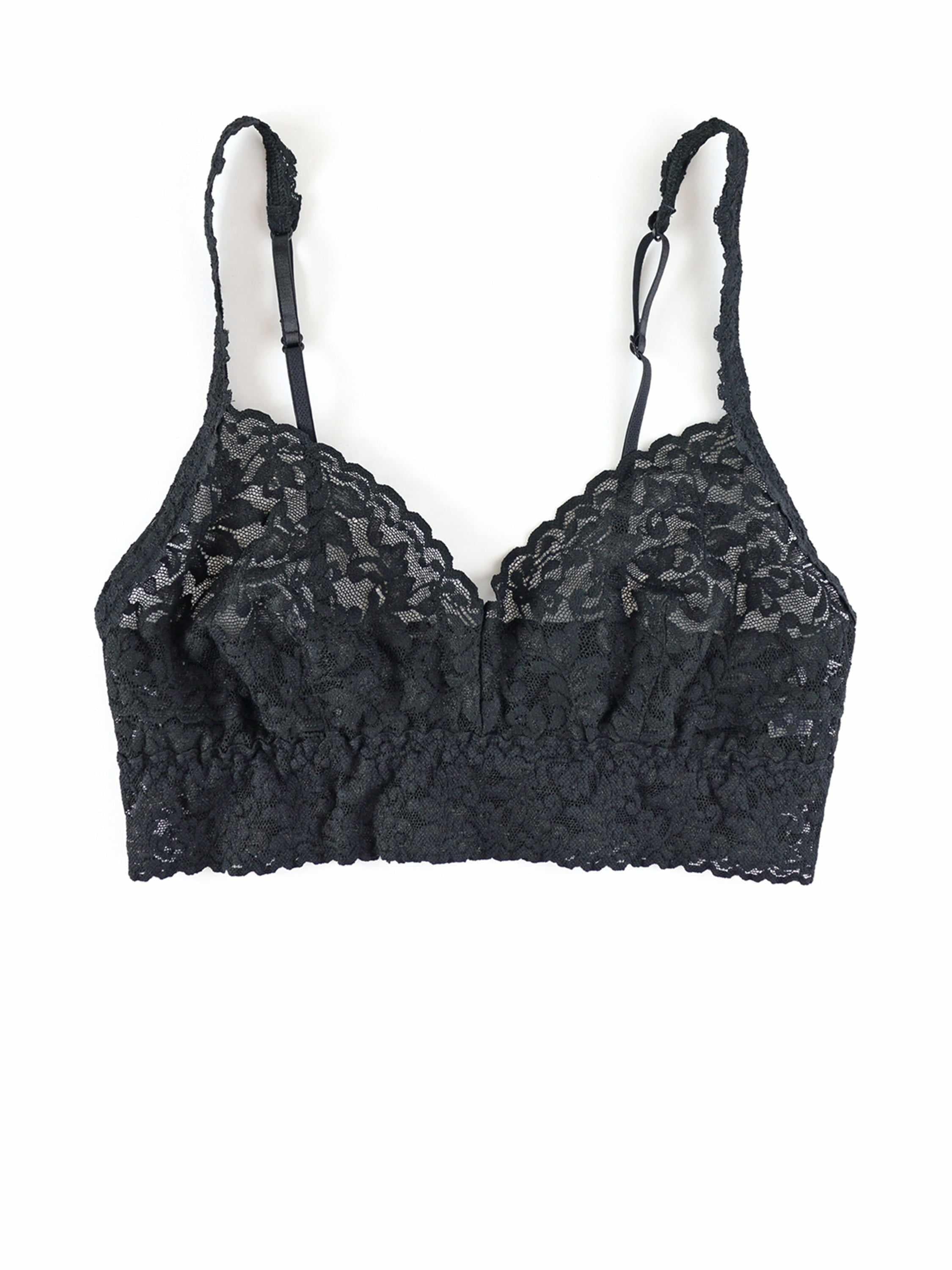 V-Neck Retro Lace Bralette Black