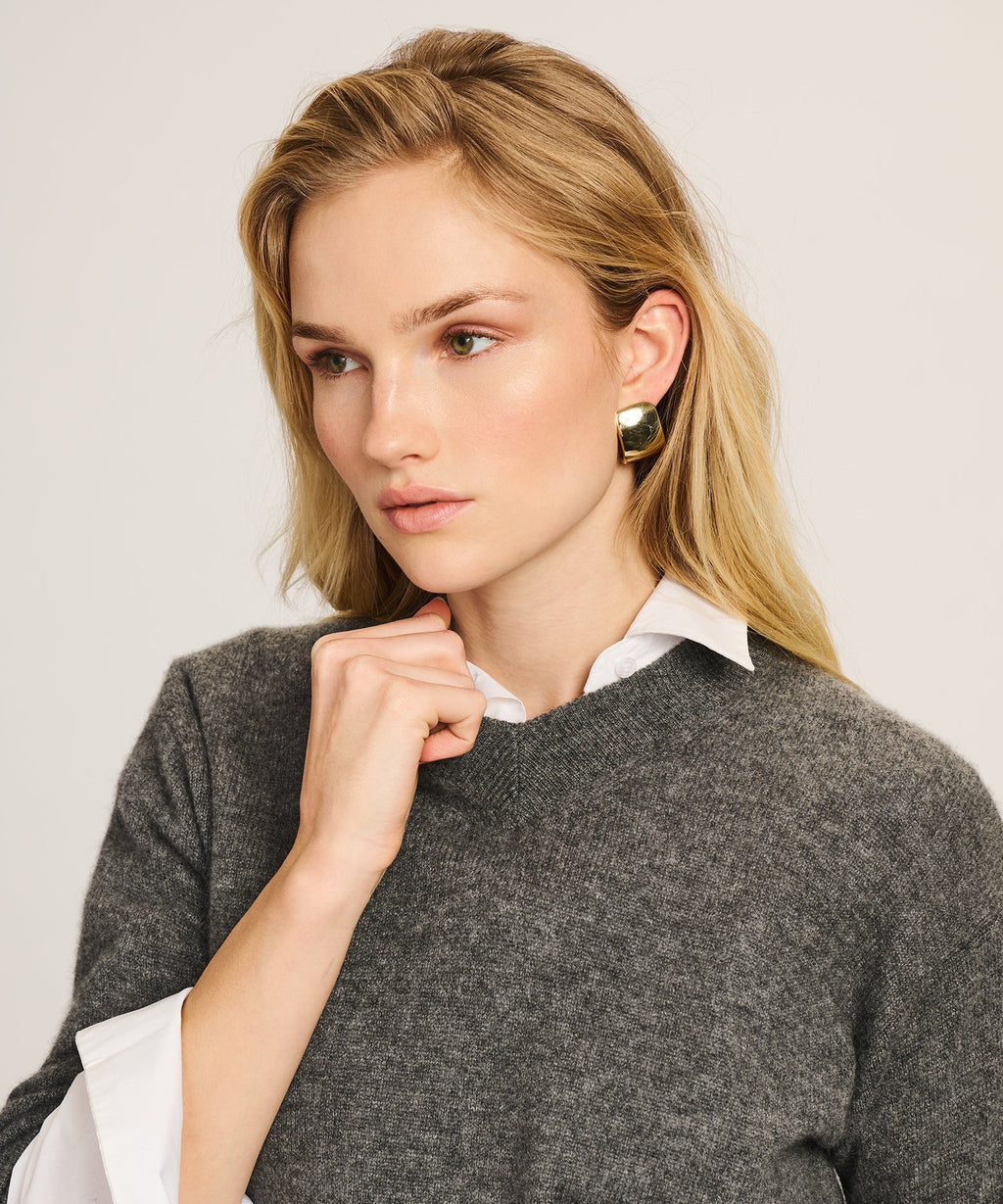 Lightweight Cashmere High V-Neck Sweater