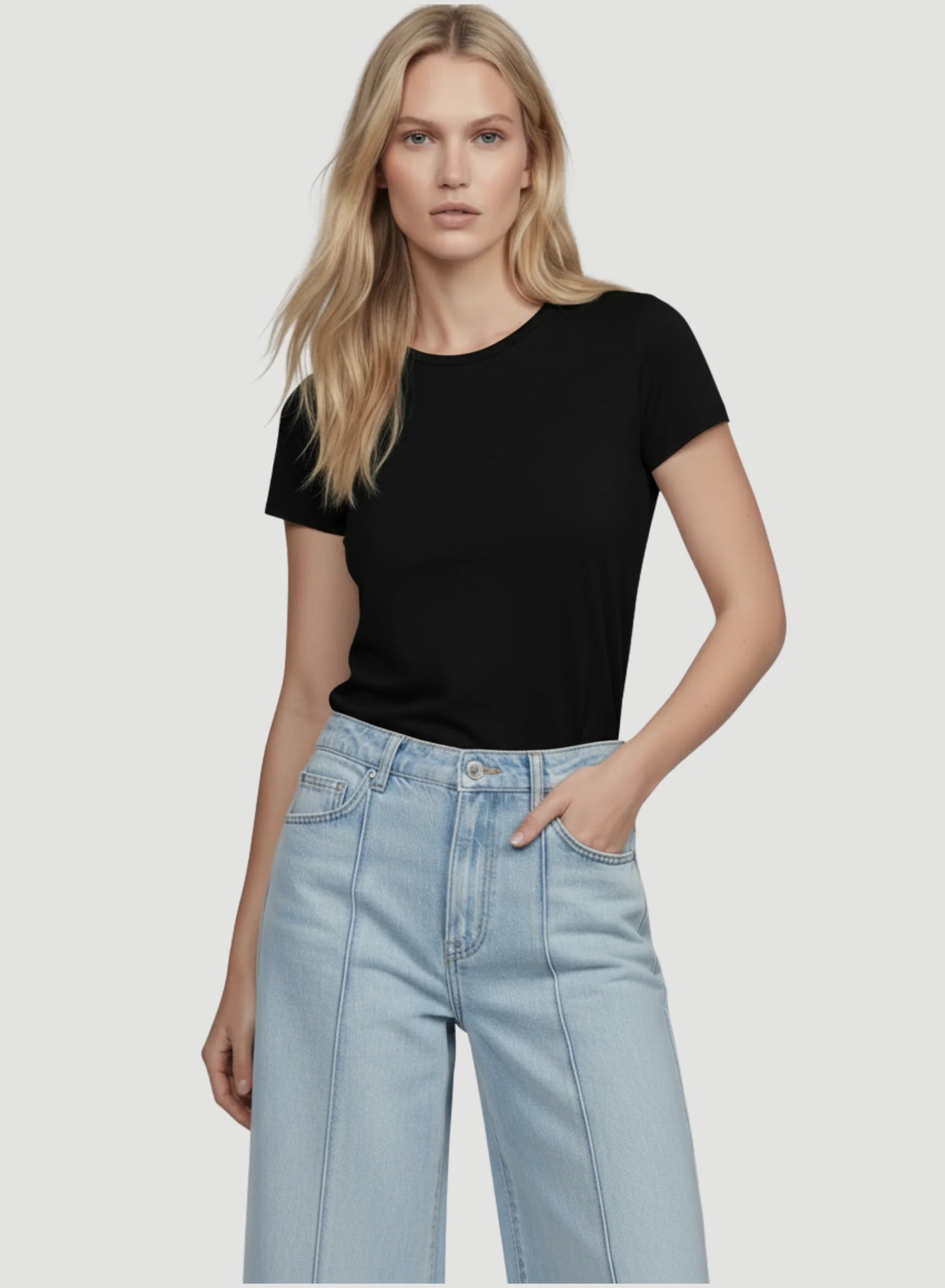 Stretch Linen Short Sleeve Crewneck T-Shirt