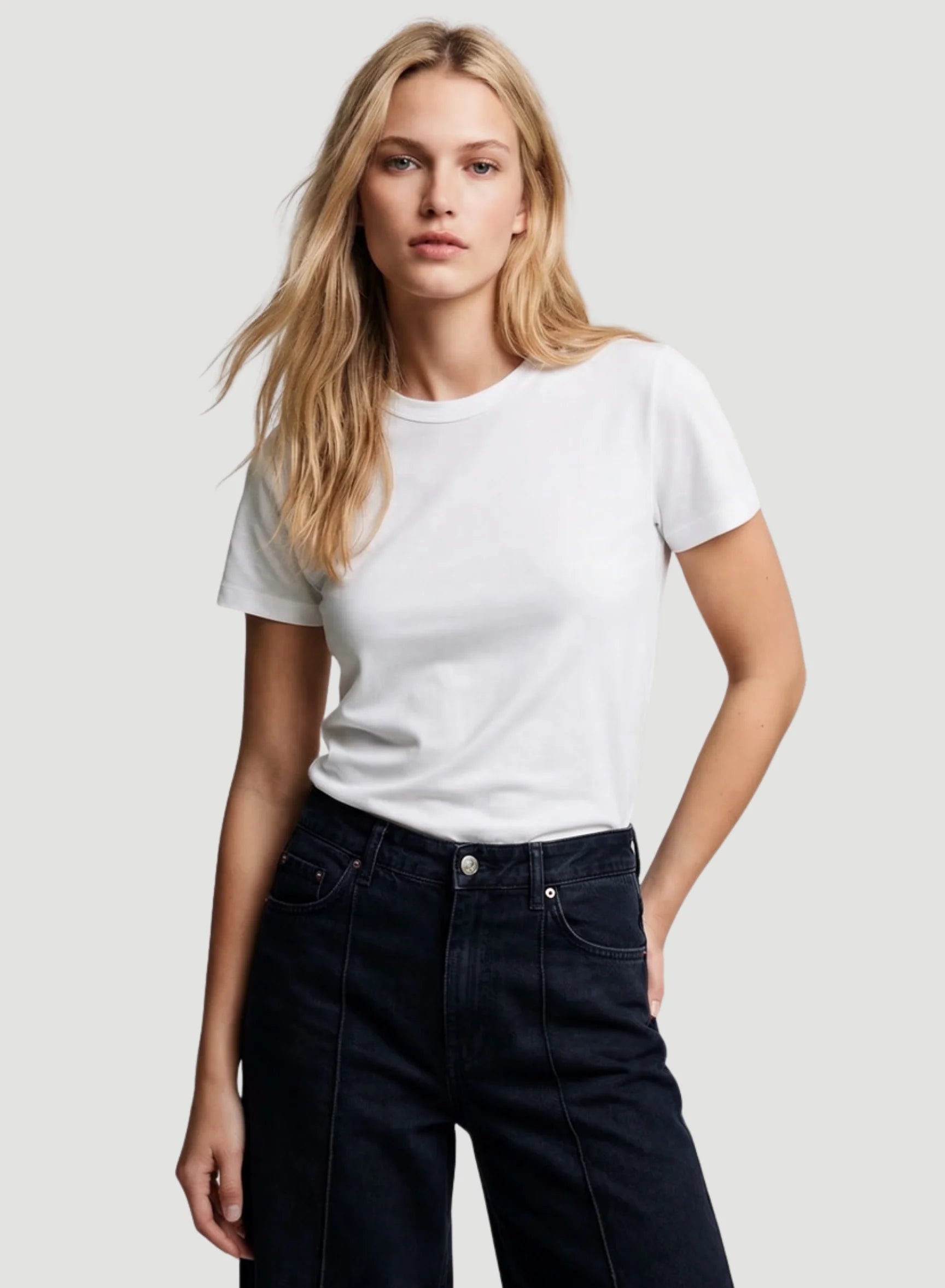 Lyocell Cotton Short Sleeve Semi Relaxed Crewneck T-Shirt