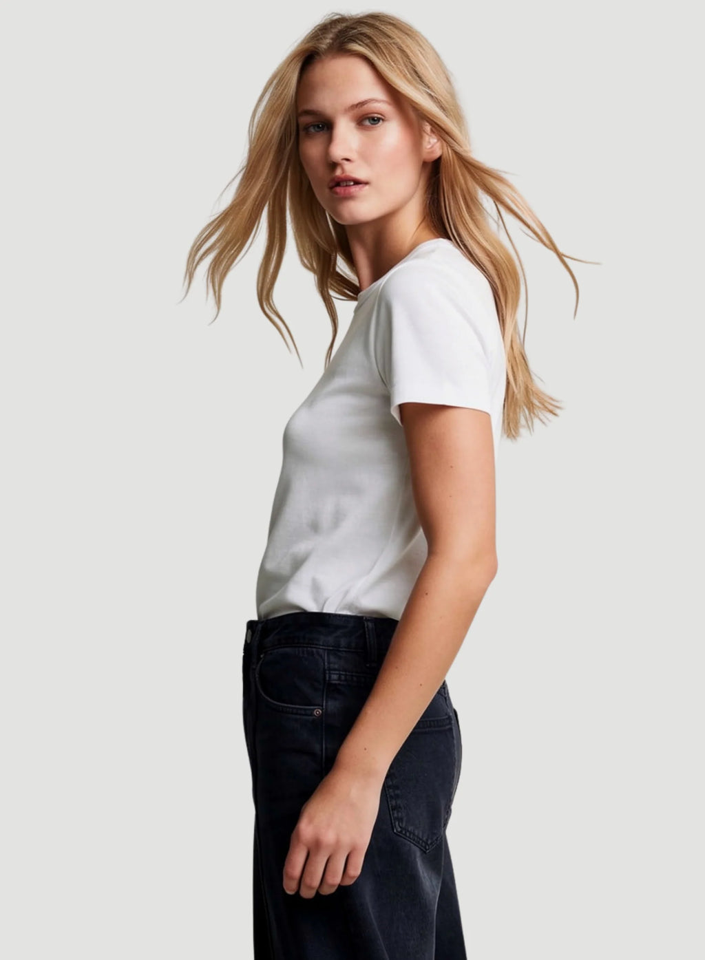 Lyocell Cotton Short Sleeve Semi Relaxed Crewneck T-Shirt