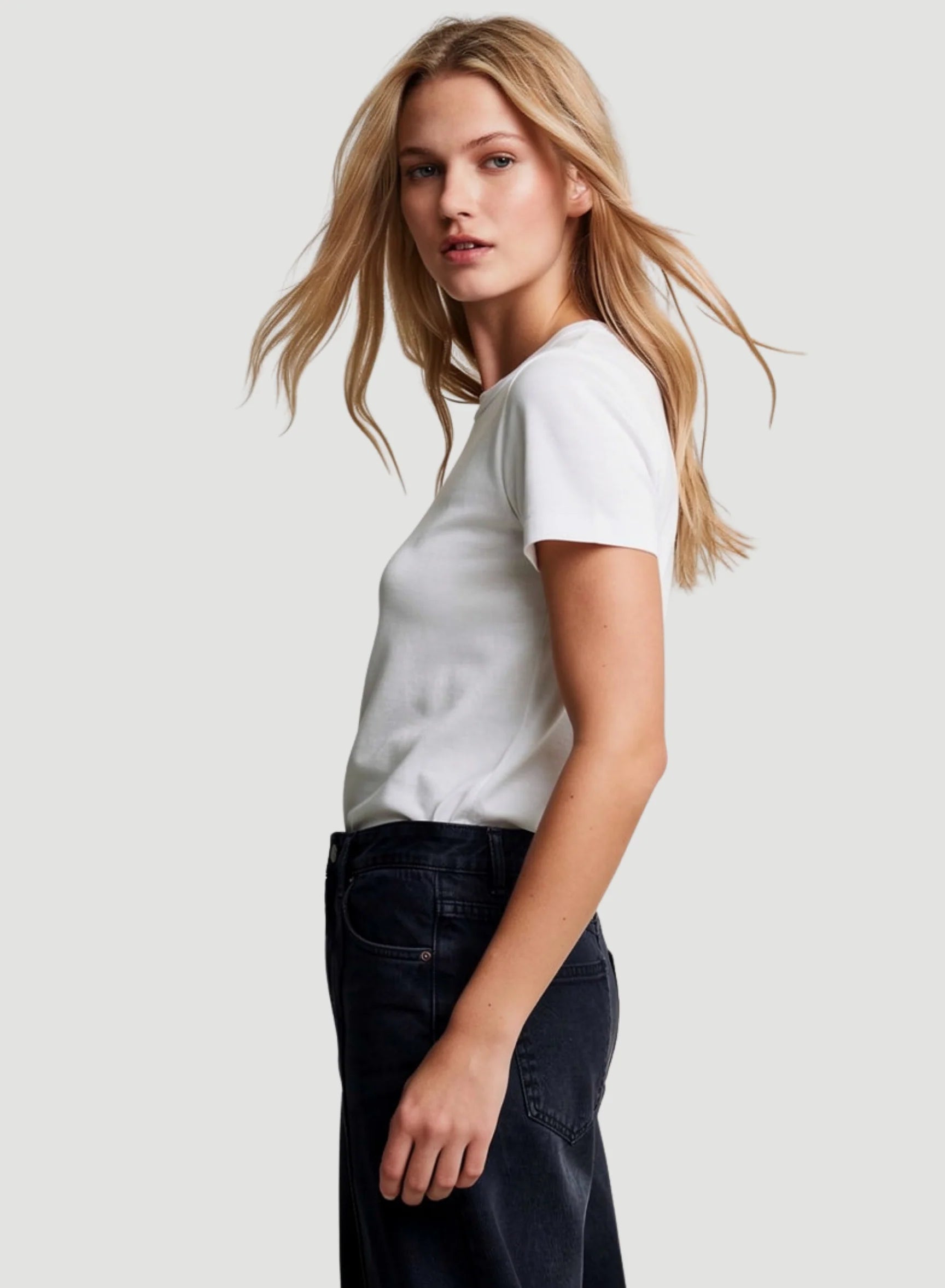 Lyocell Cotton Short Sleeve Semi Relaxed Crewneck T-Shirt