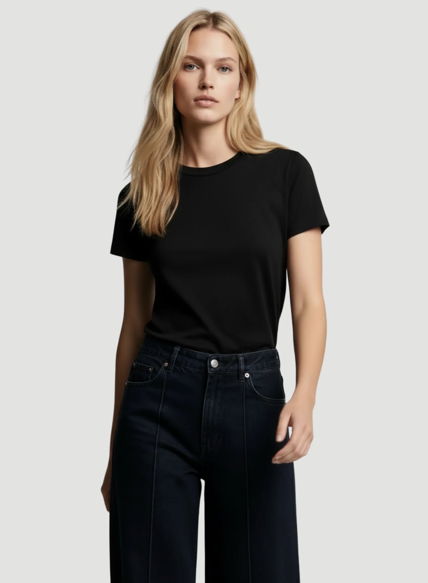 Lyocell Cotton Short Sleeve Semi Relaxed Crewneck T-Shirt