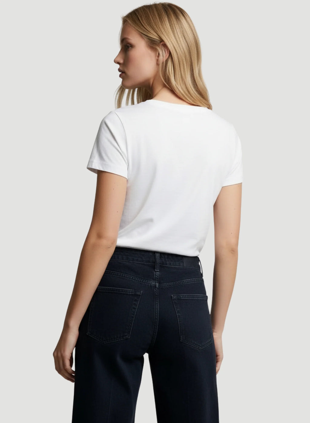 Lyocell Cotton Semi Relaxed Short Sleeve V-Neck T-Shirt