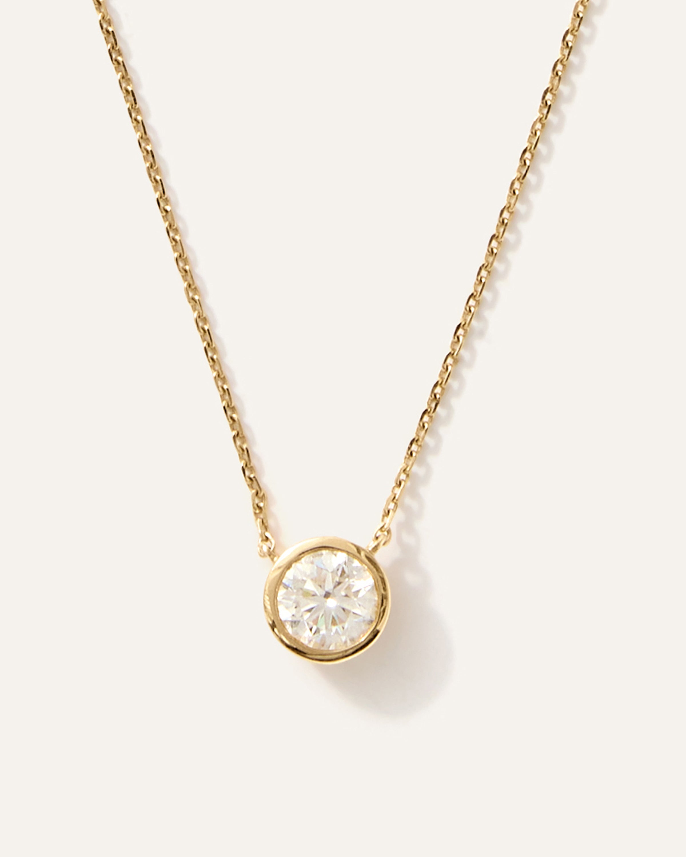 14K Gold Lab Grown Diamond Bezel Necklace