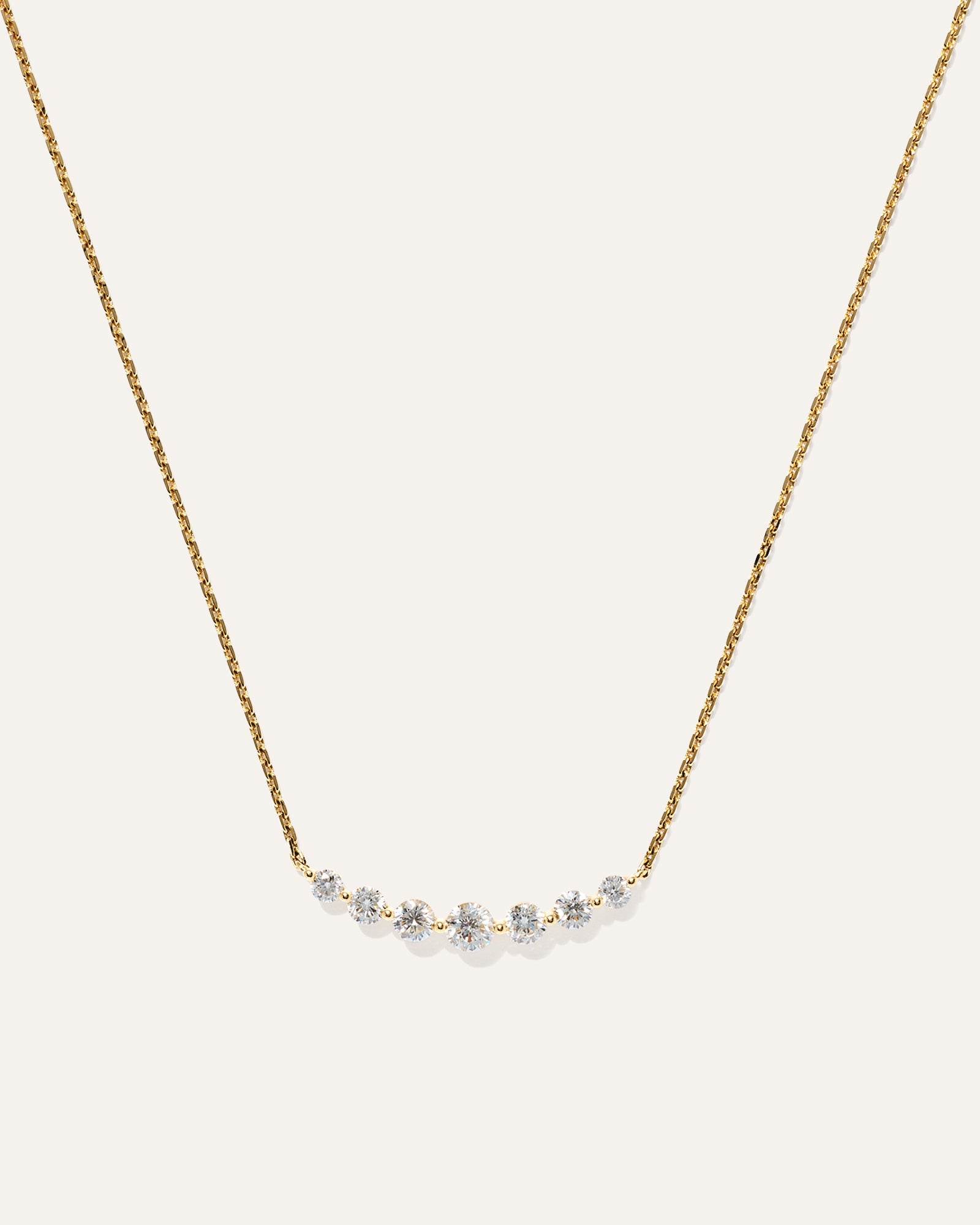 14K Gold Lab Grown Diamond Graduated Bar Necklace - 0.50ctw