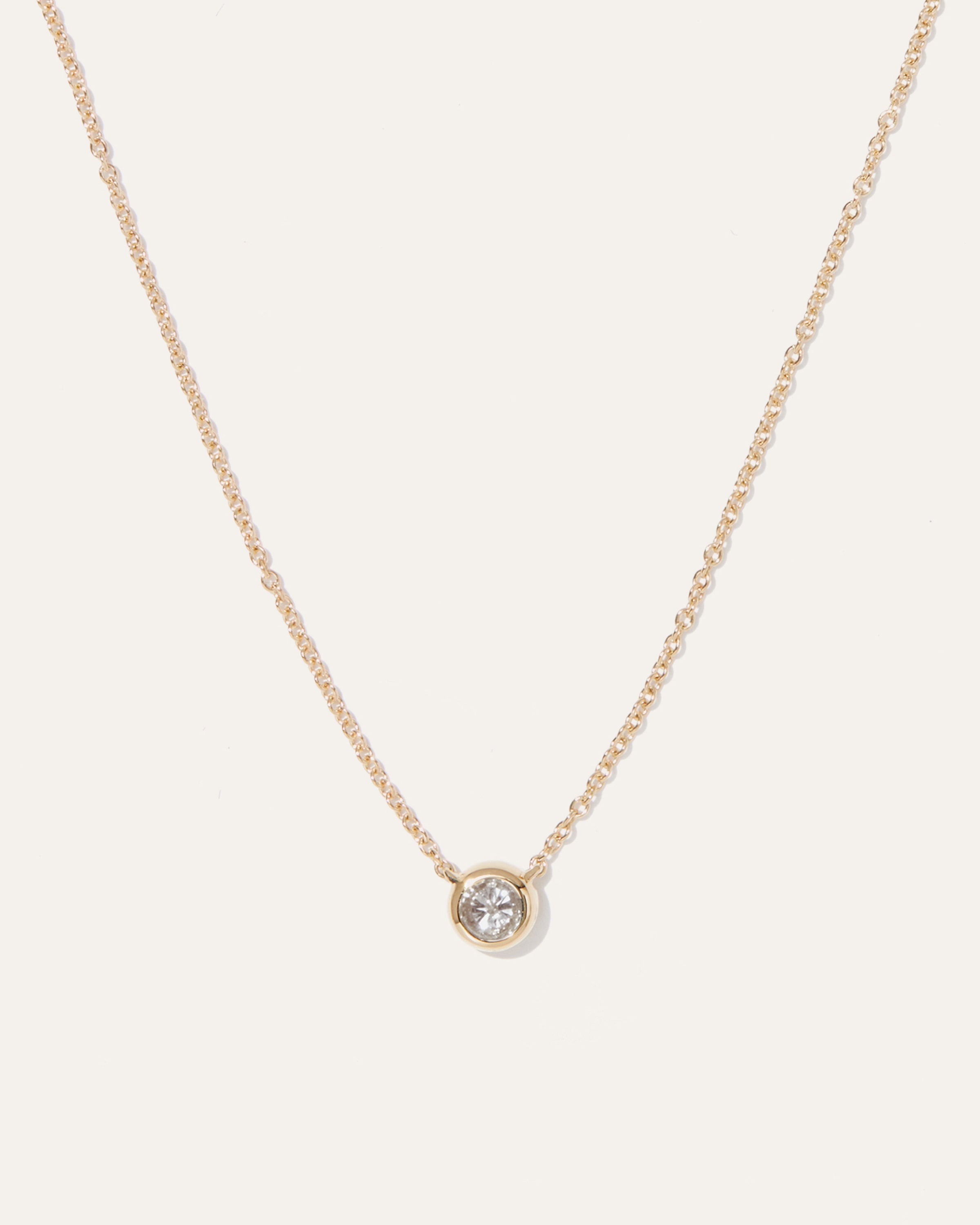 14K Gold Diamond Bezel Necklace