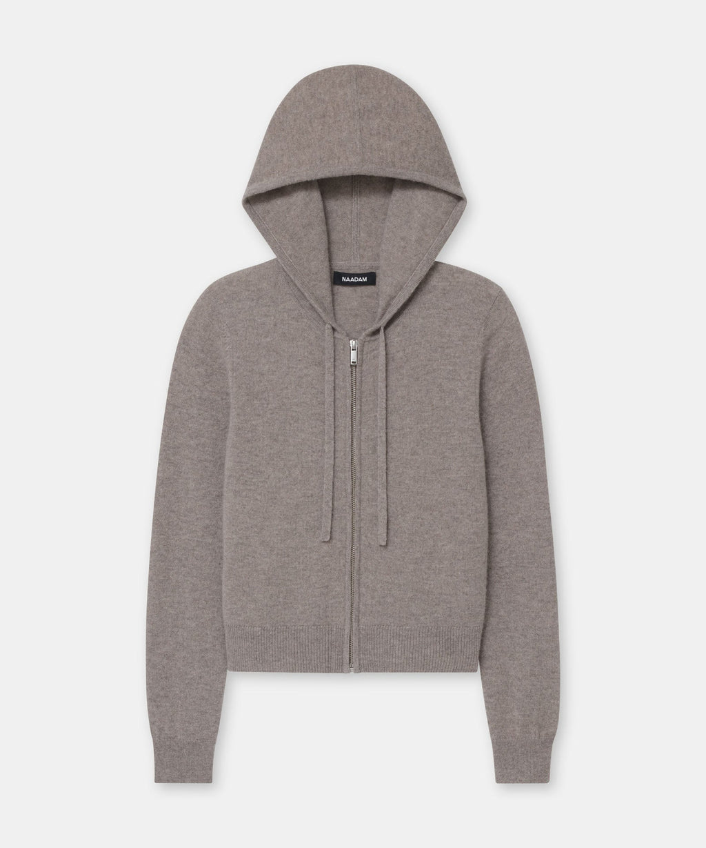 Signature Cashmere Cropped Zip Up Hoodie