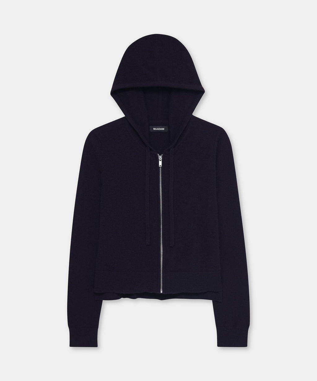 Signature Cashmere Cropped Zip Up Hoodie