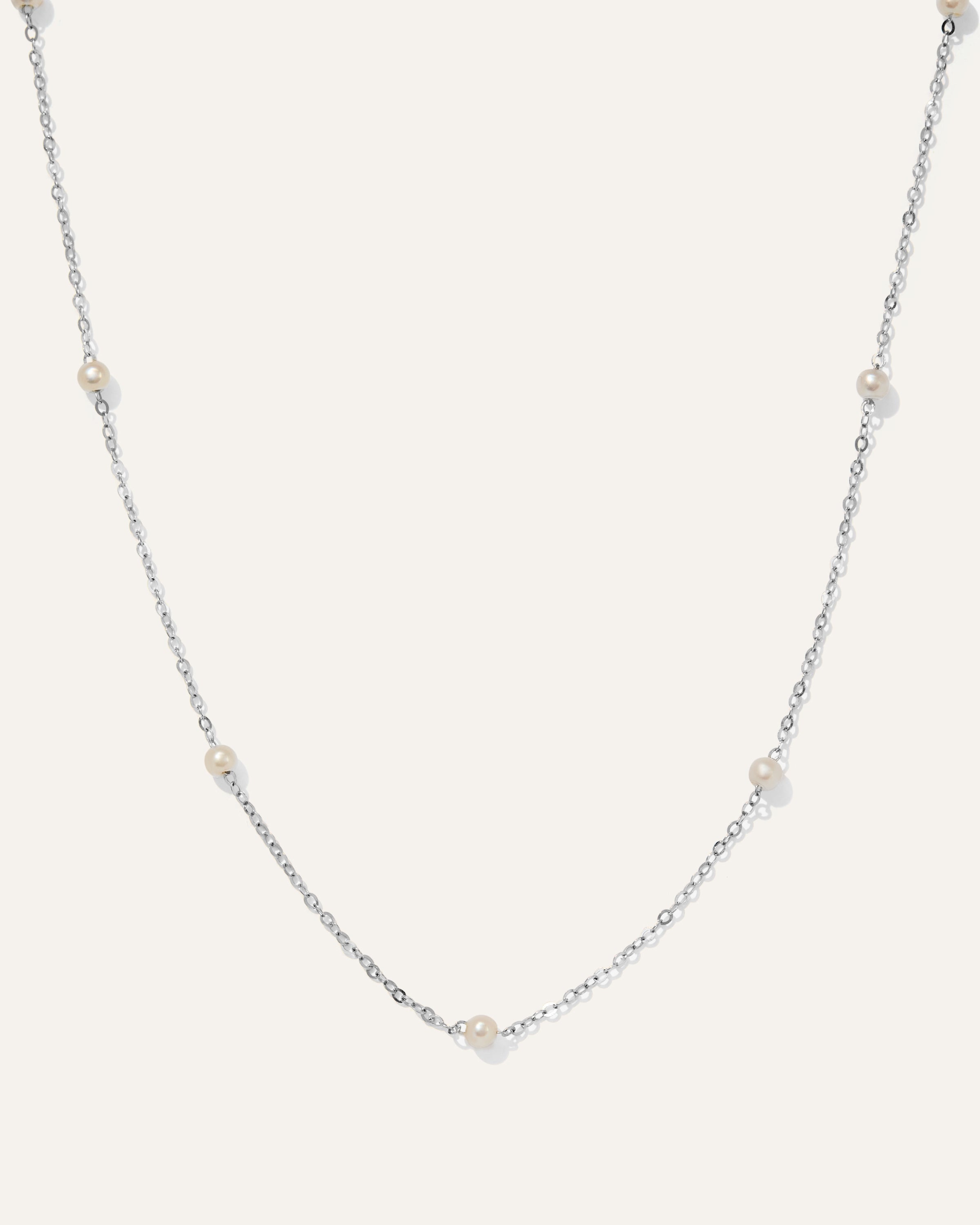 14K Gold Cultured Freshwater Pearl Station Necklace