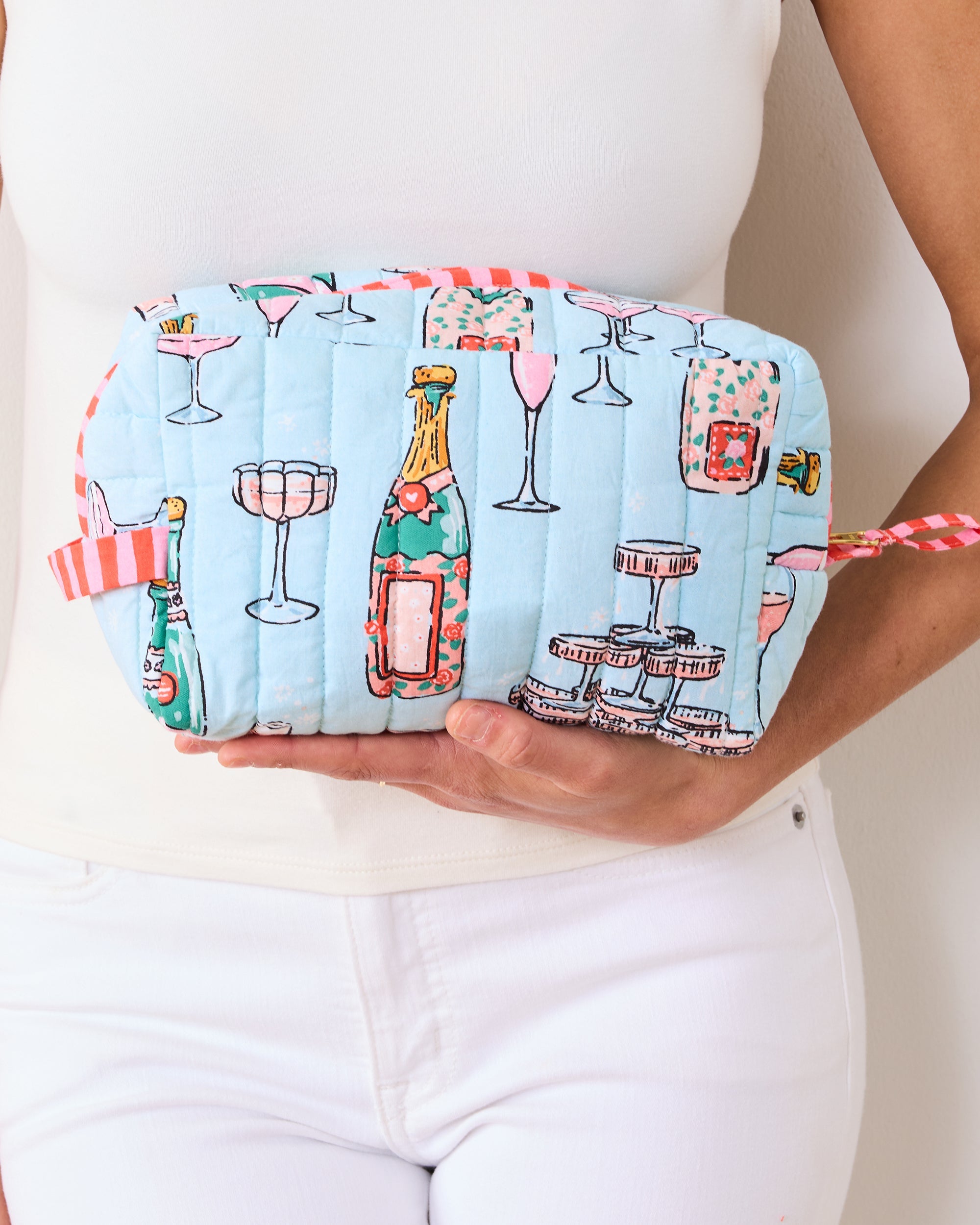 Champagne Tower - Quilted Pouch - Soft Blue