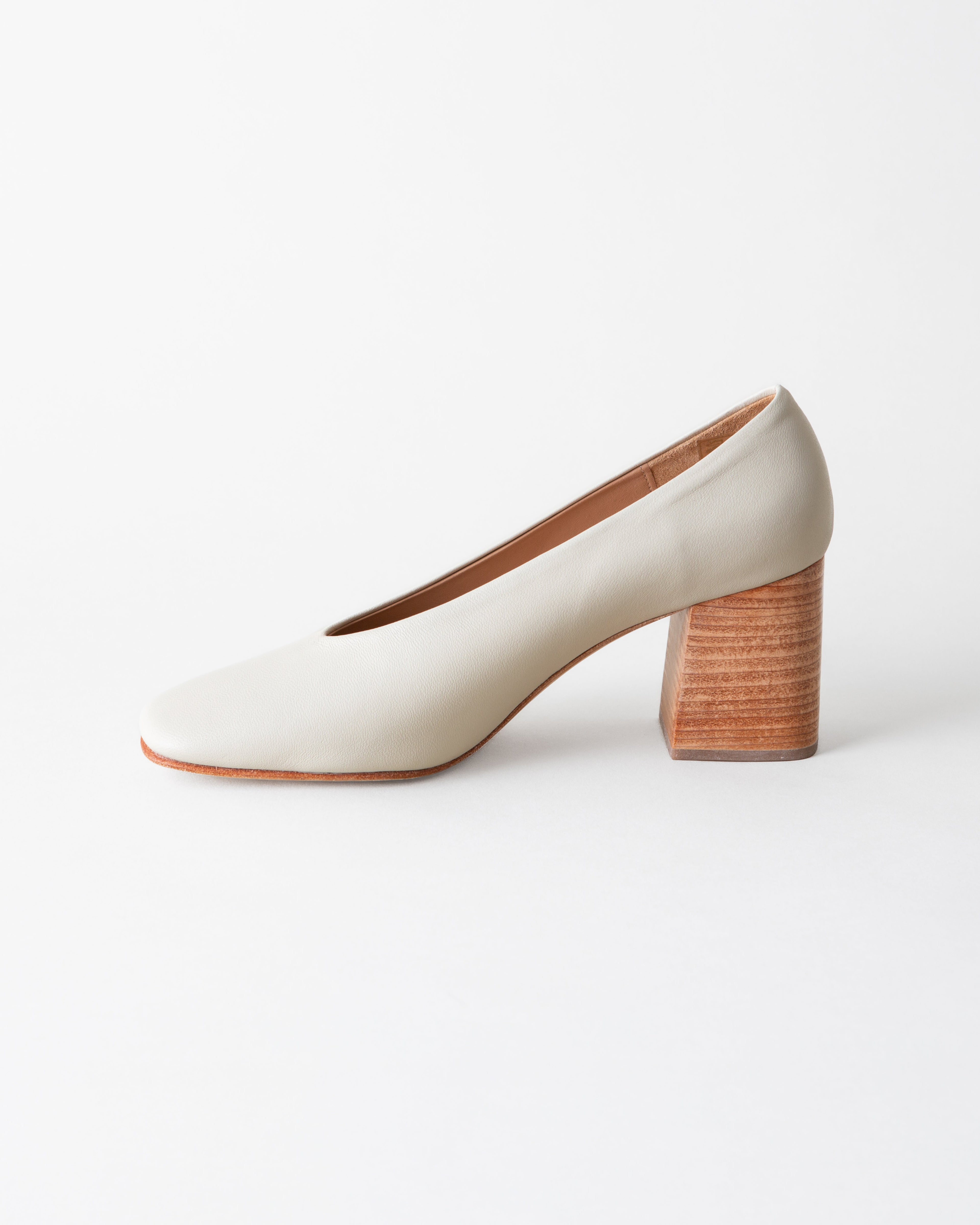SALVADOR BLOCK HEEL BONE NAPPA