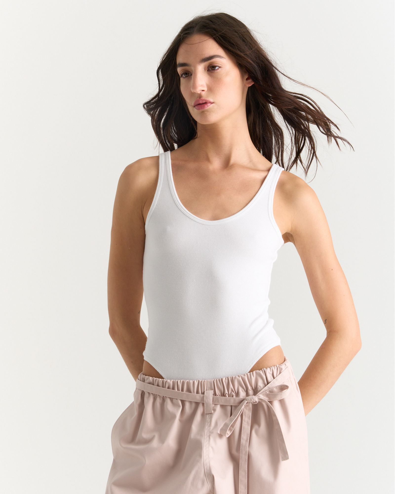 Modal Rib Body Suit - White