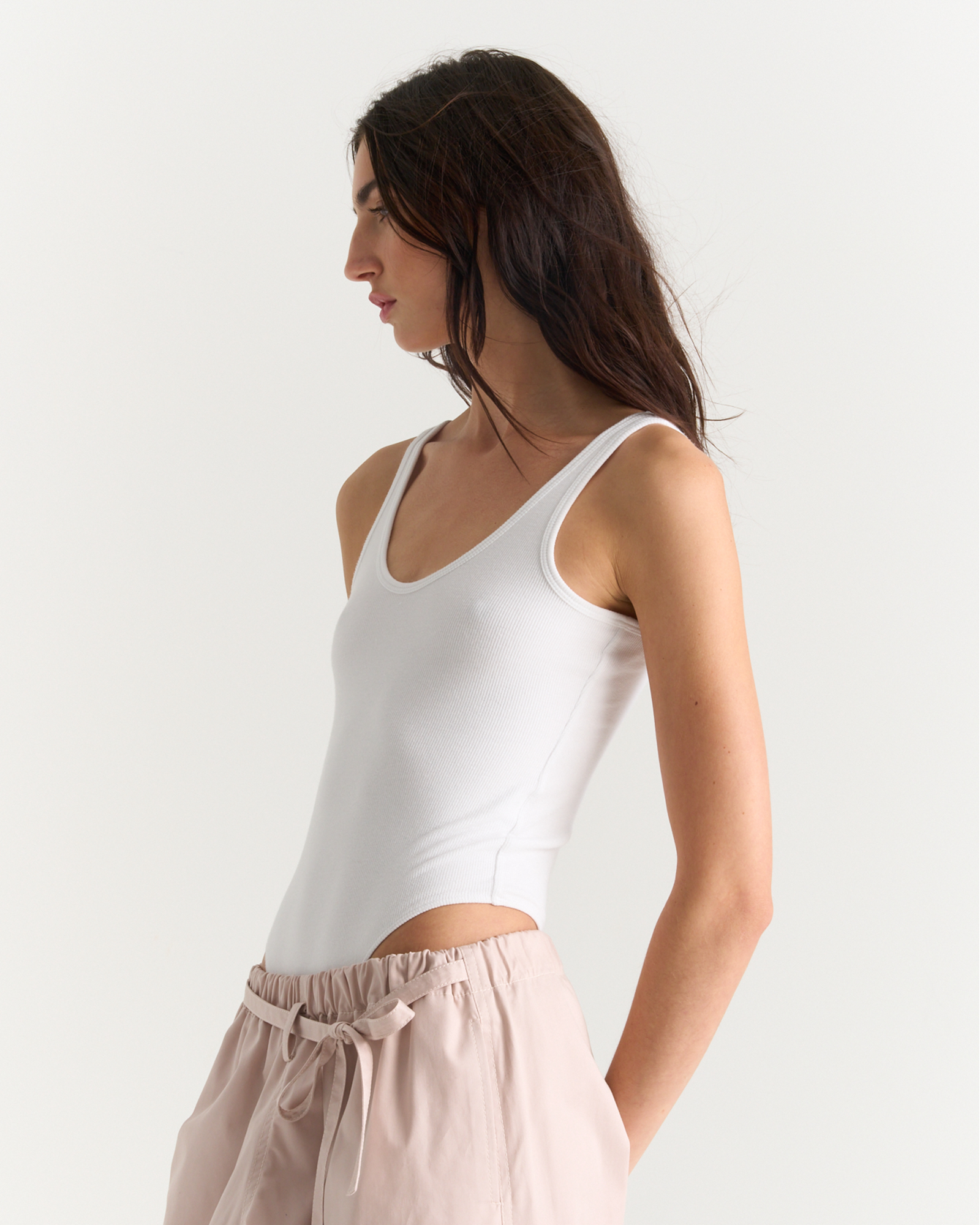 Modal Rib Body Suit - White