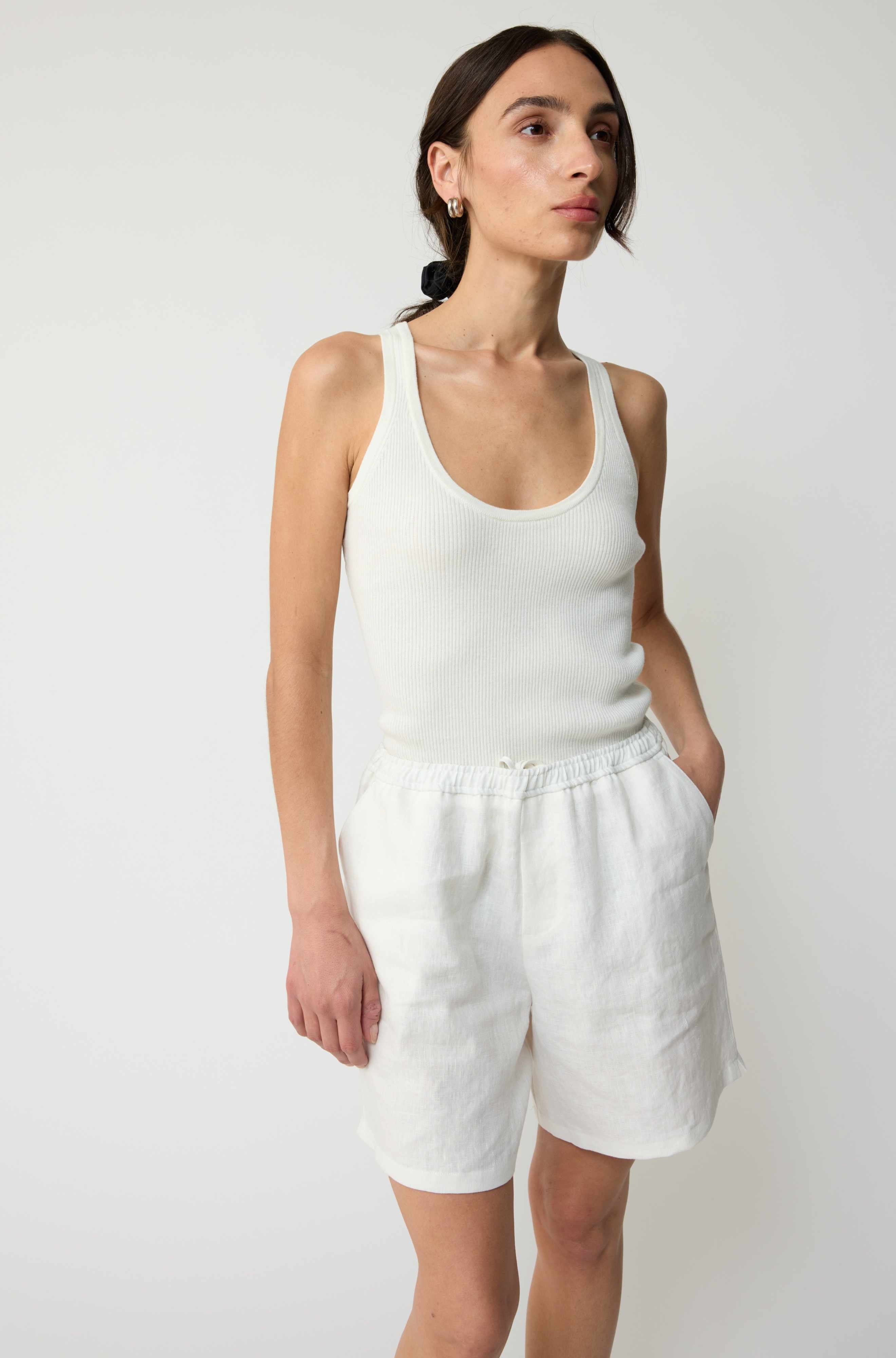 Ribbed U Neck Knit Tank