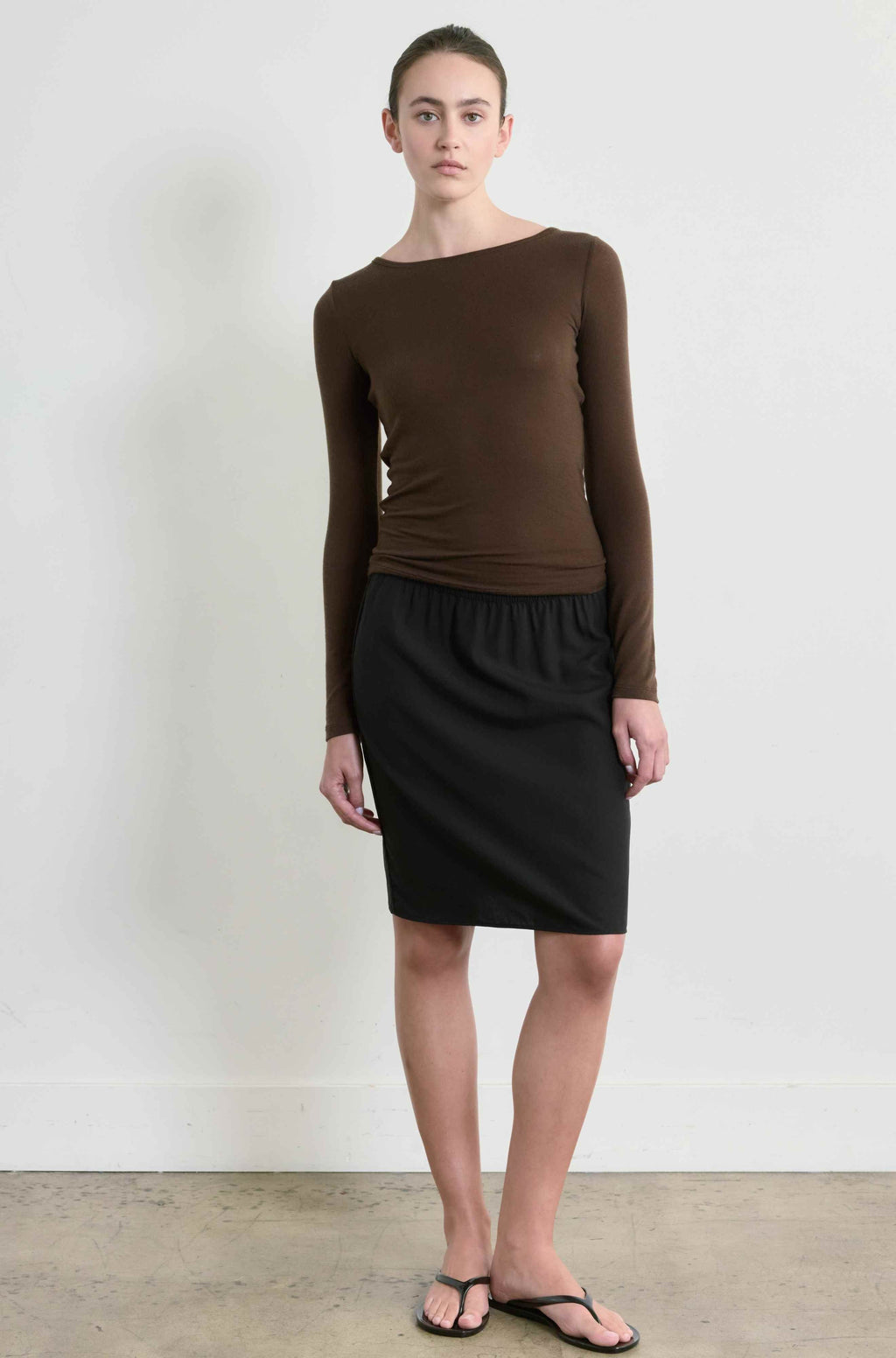 Pleated Tencel Midi Skirt
