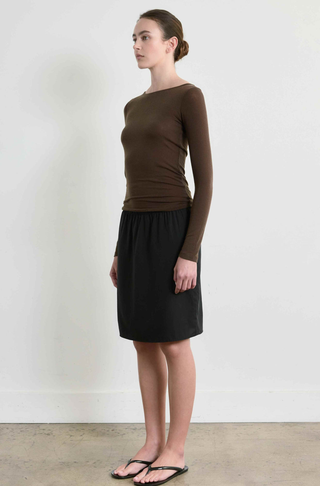 Pleated Tencel Midi Skirt