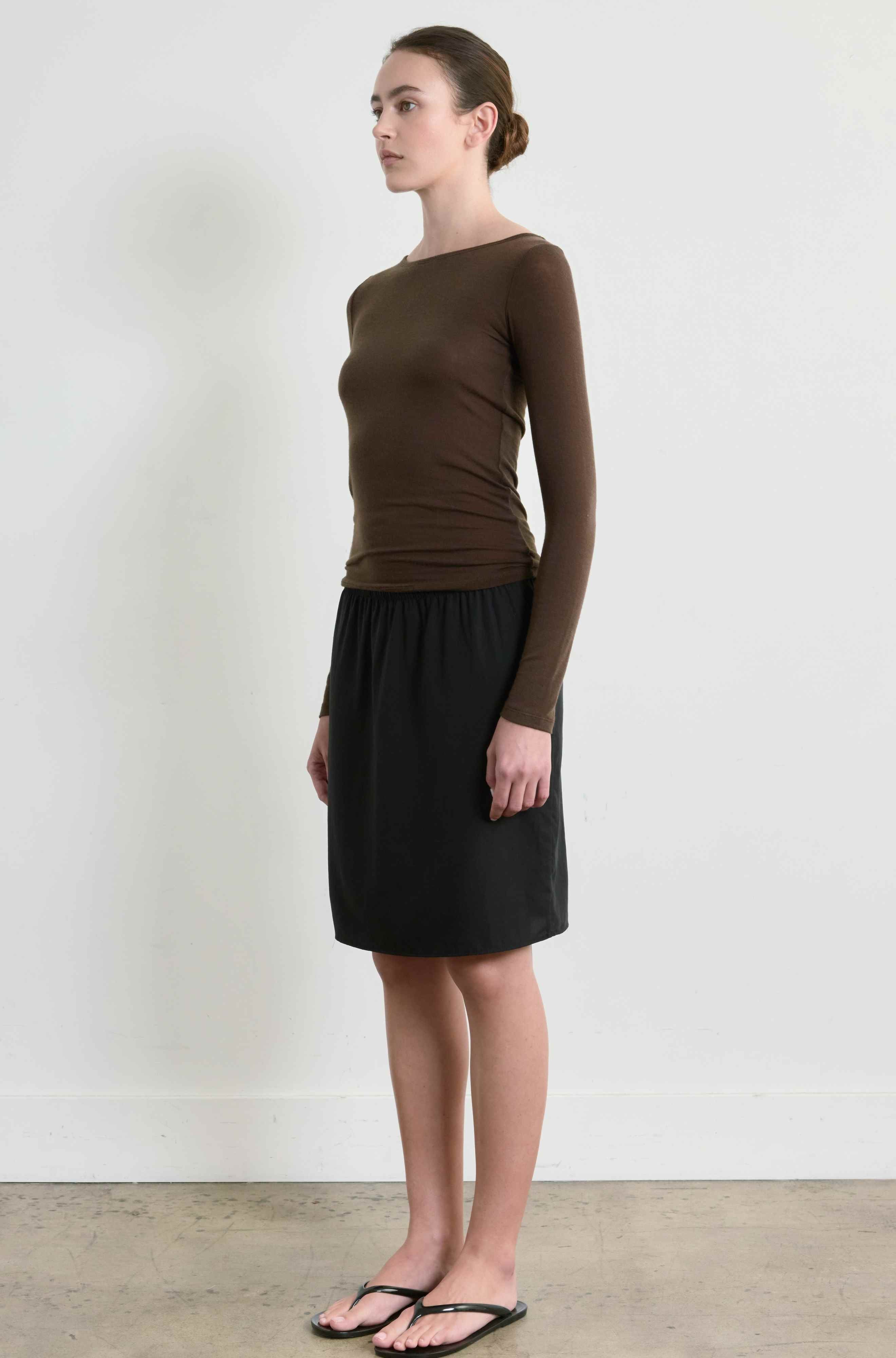 Pleated Tencel Midi Skirt