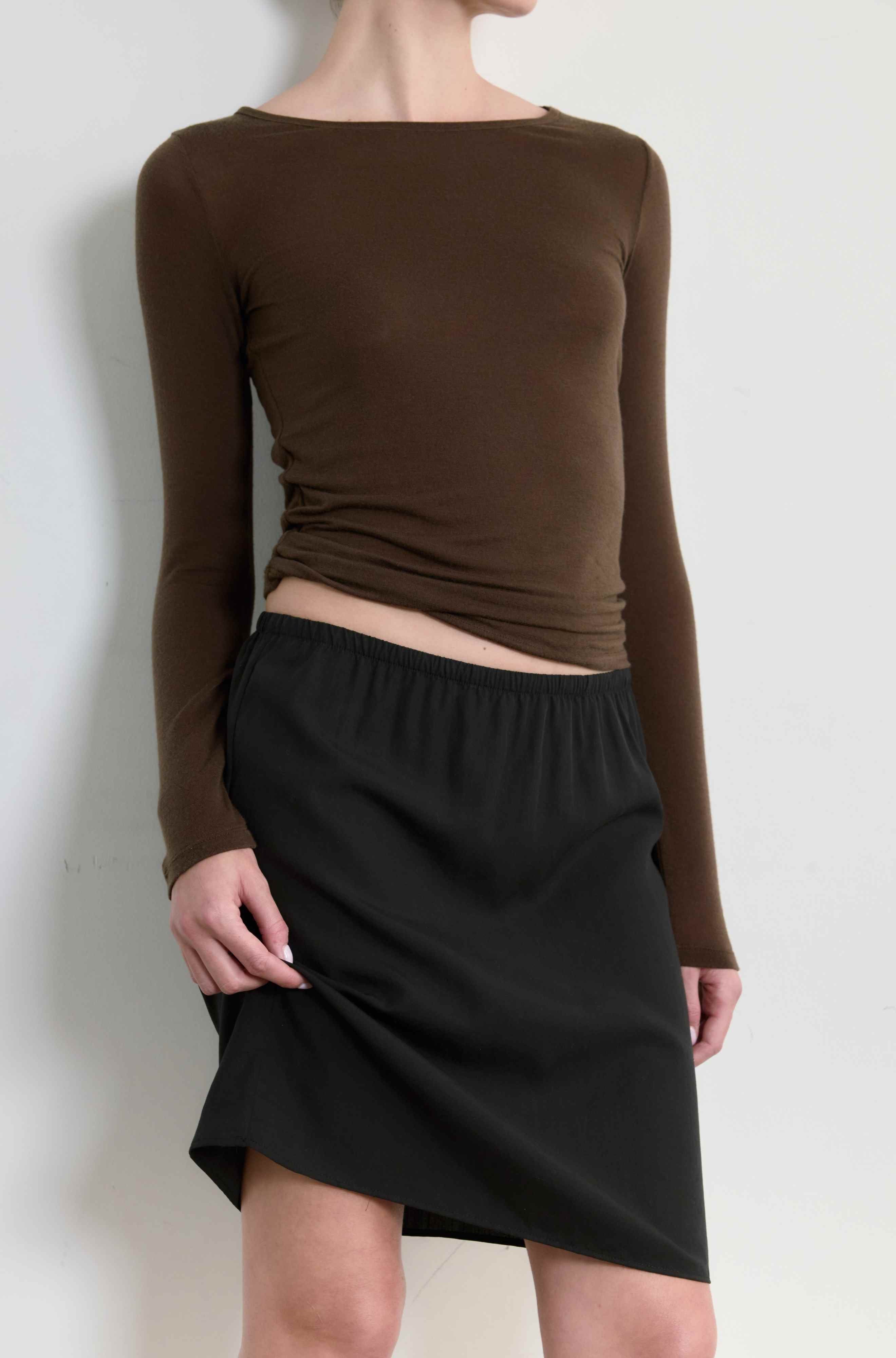 Pleated Tencel Midi Skirt
