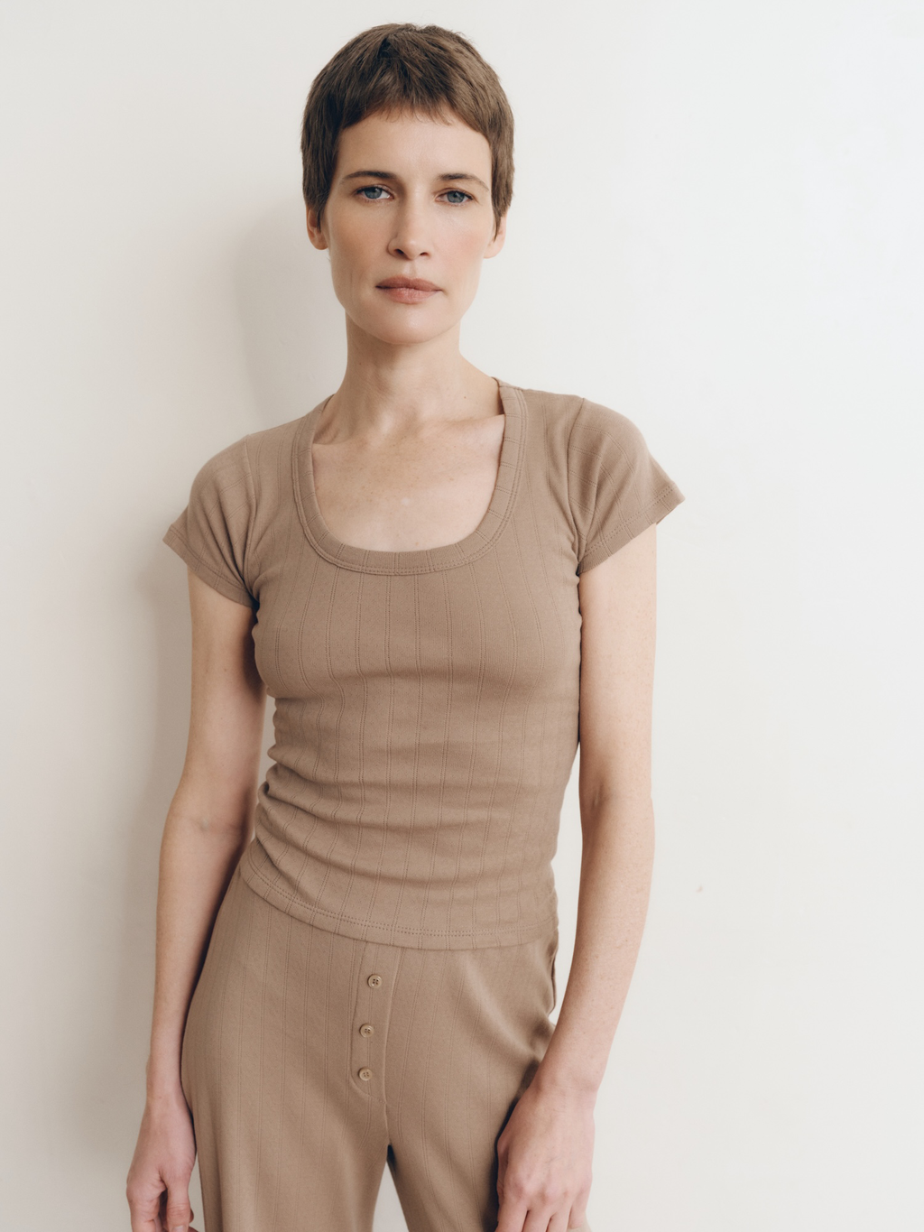 Pointelle Scoop Tee