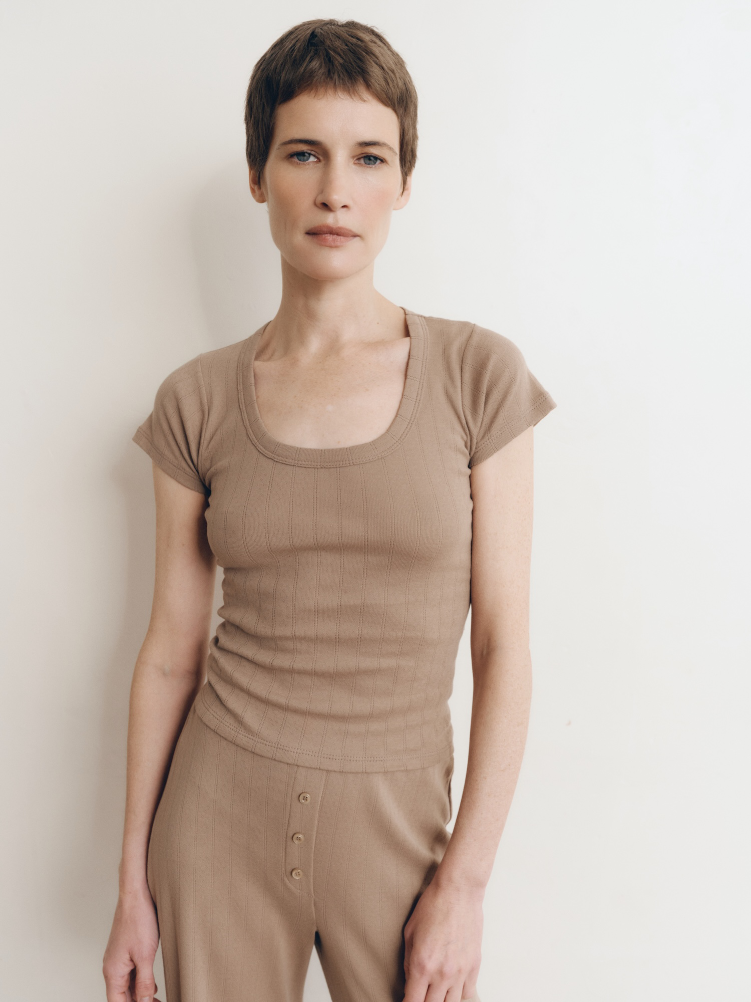 Pointelle Scoop Tee