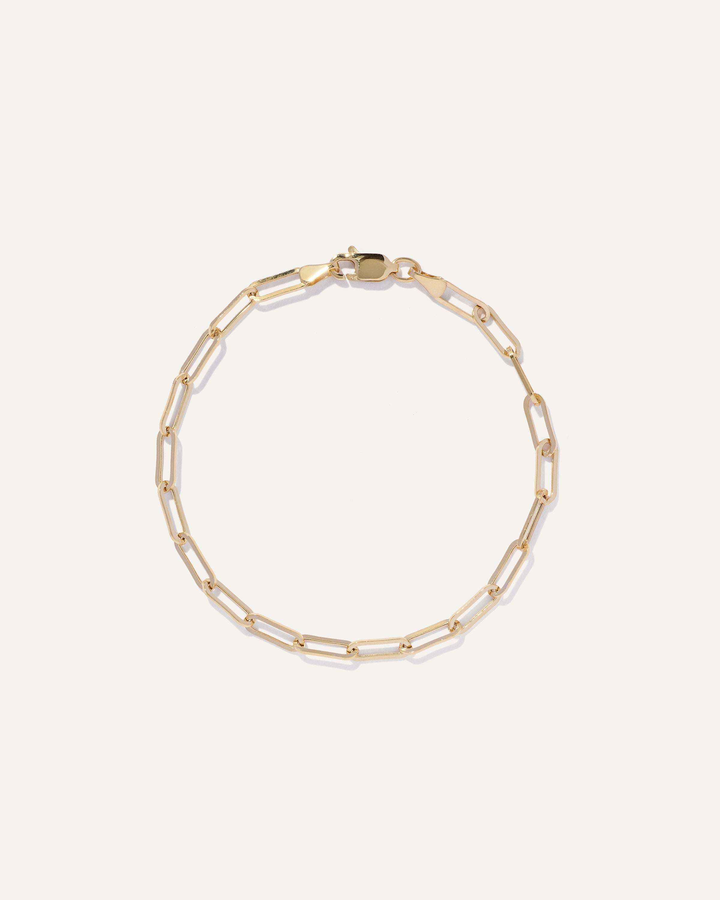 14k Gold Medium Paperclip Chain Bracelet