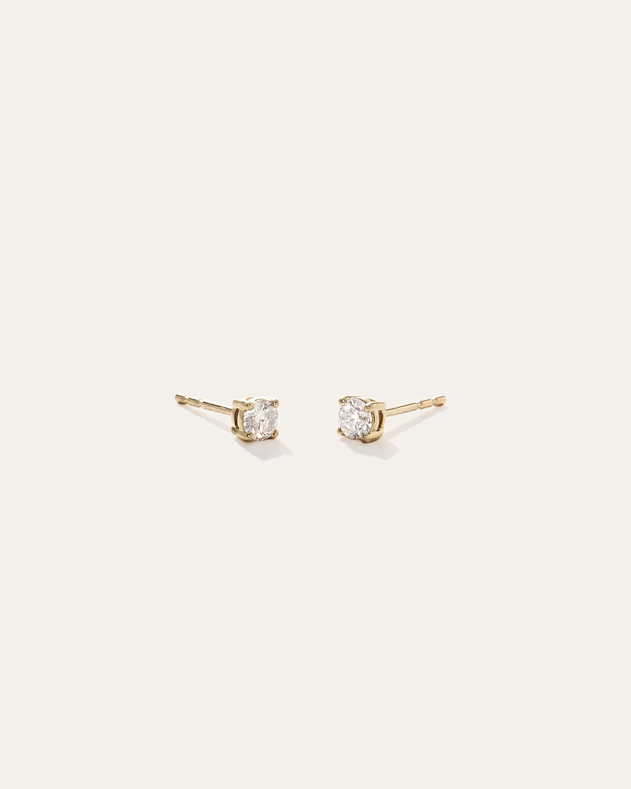 14k Gold Natural Diamond Solitaire Studs
