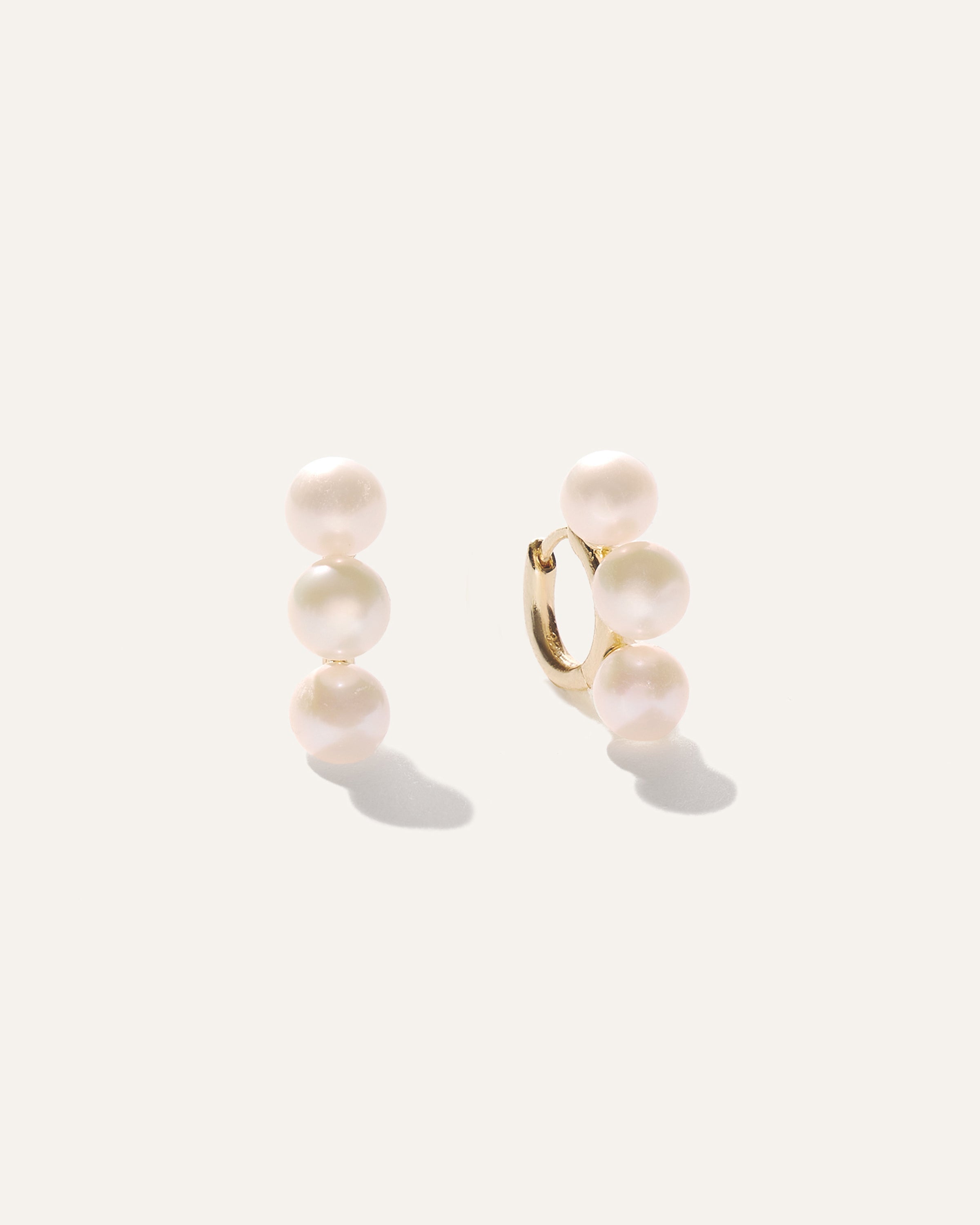 Triple Freshwater Pearl Hoops