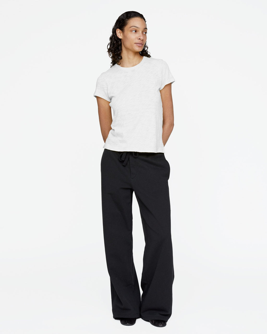 Slub Jersey Schoolboy Crew Neck Tee - White