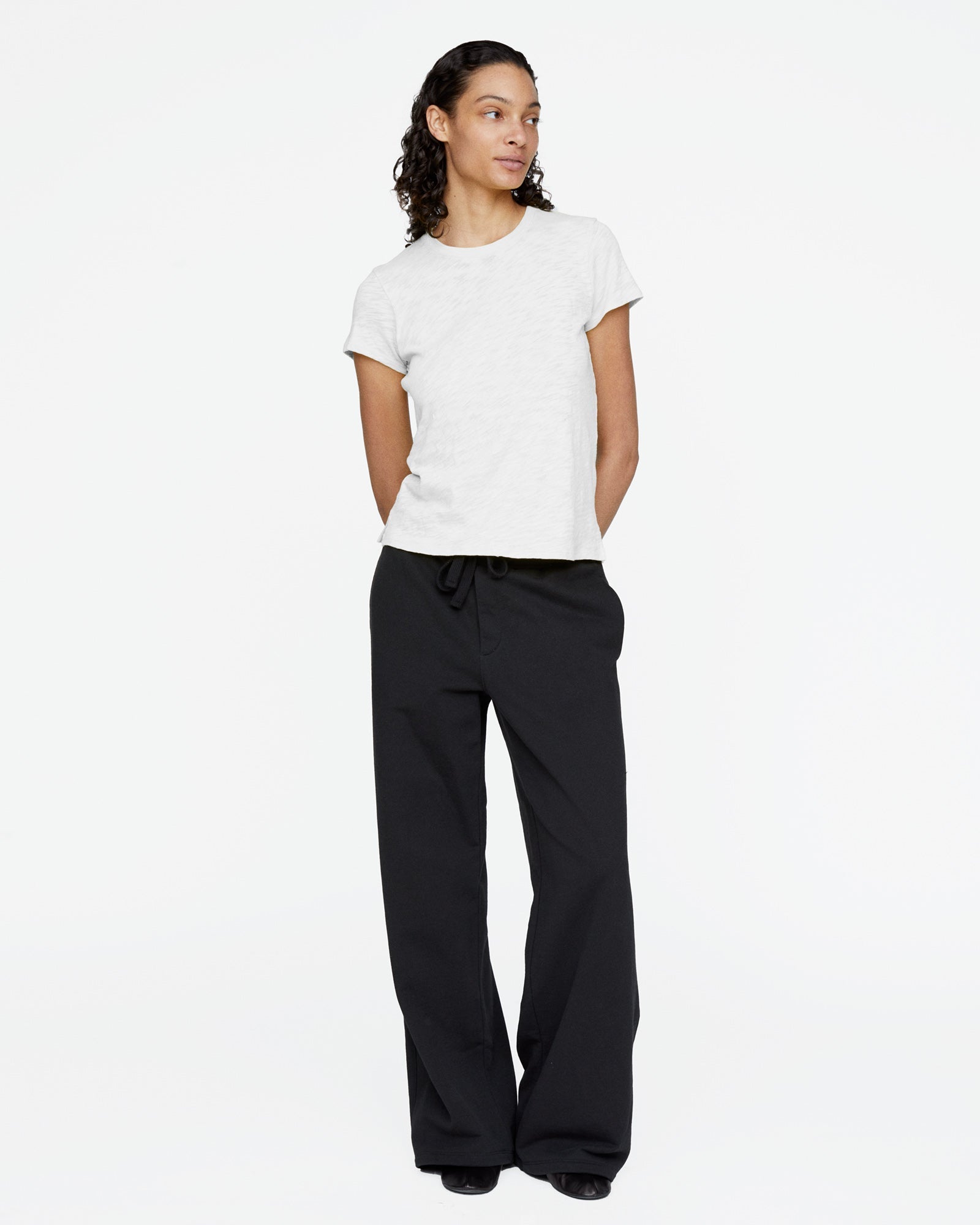 Slub Jersey Schoolboy Crew Neck Tee - White