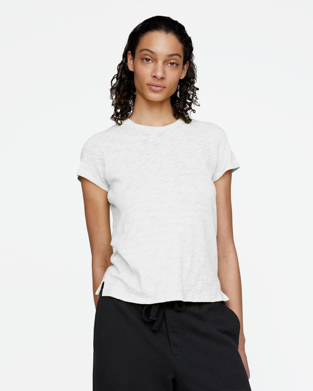 Slub Jersey Schoolboy Crew Neck Tee - White
