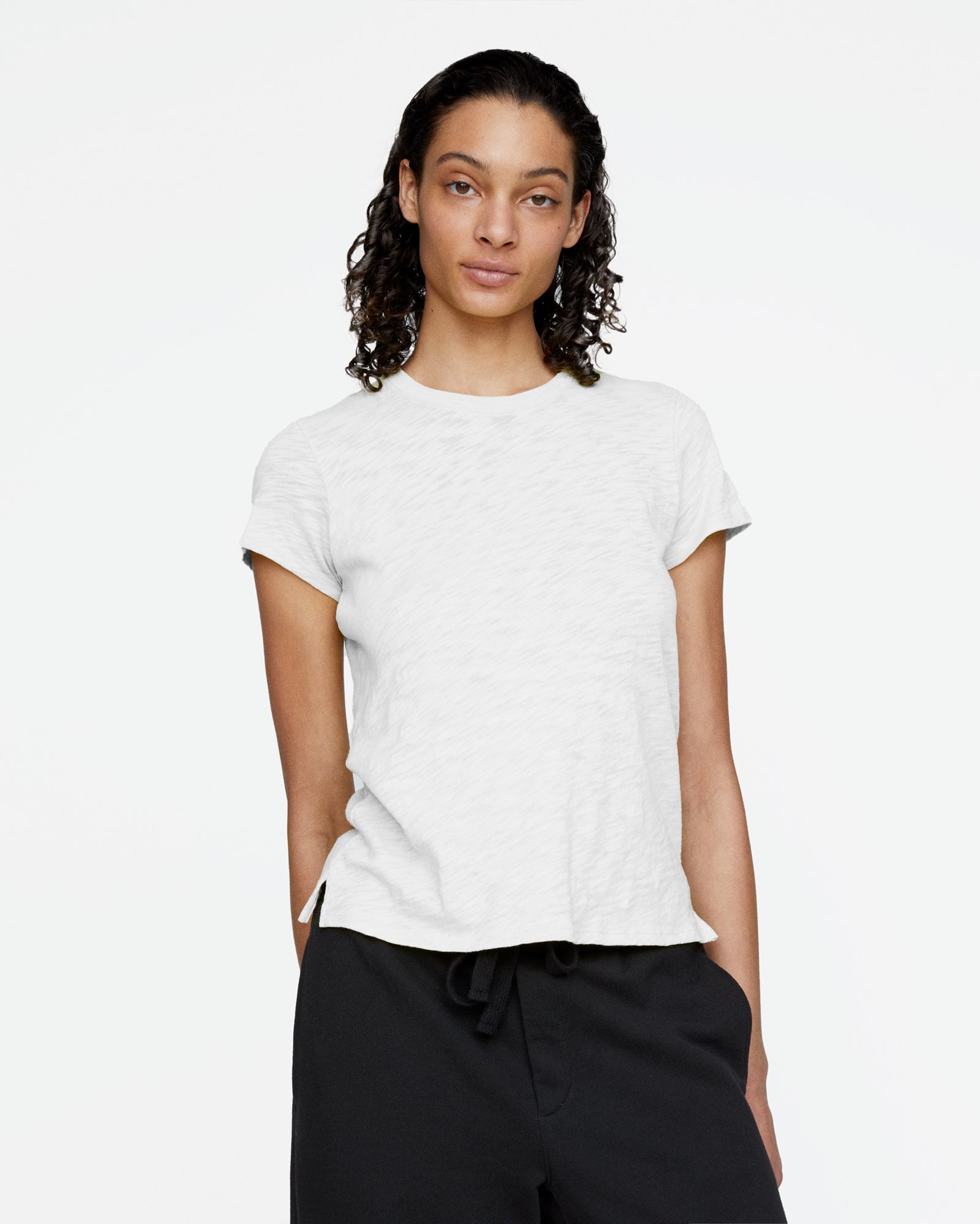 Slub Jersey Schoolboy Crew Neck Tee - White