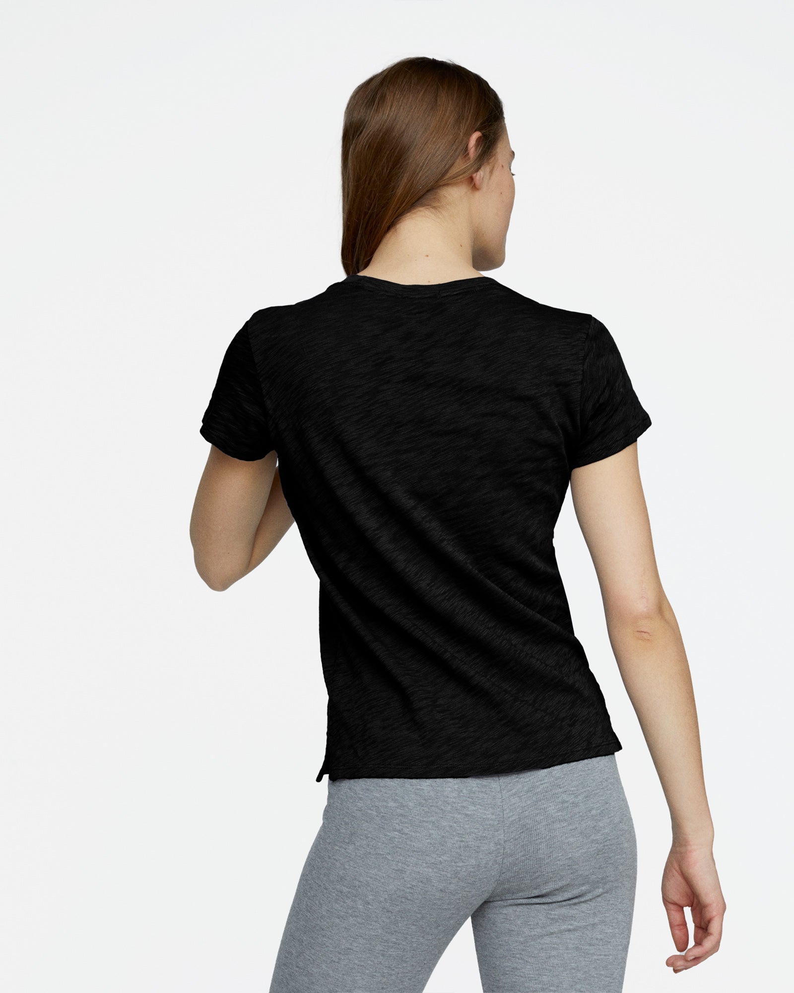 Slub Jersey Schoolboy Crew Neck Tee - Black