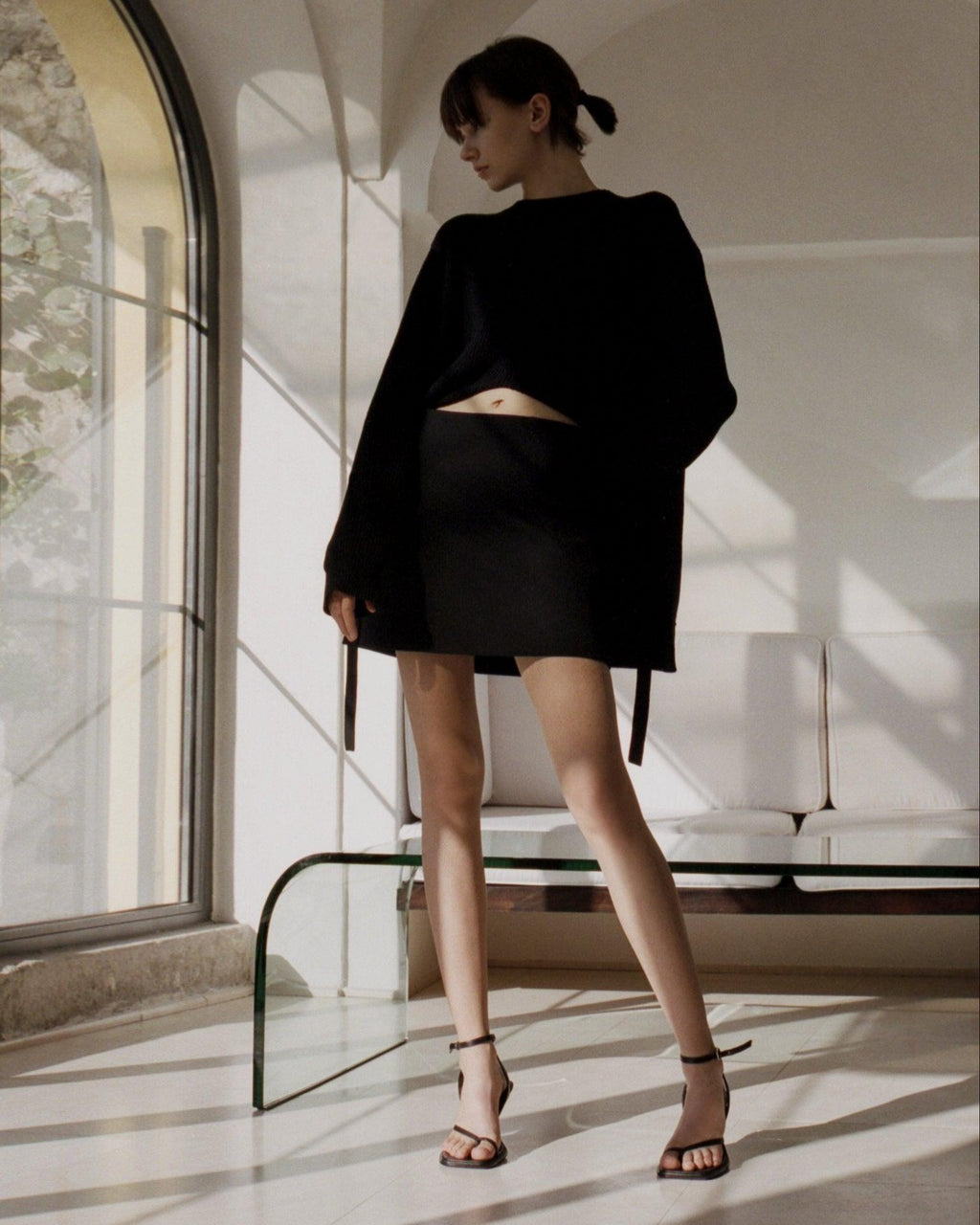 Castrise Mid-Heel Sandal in Black