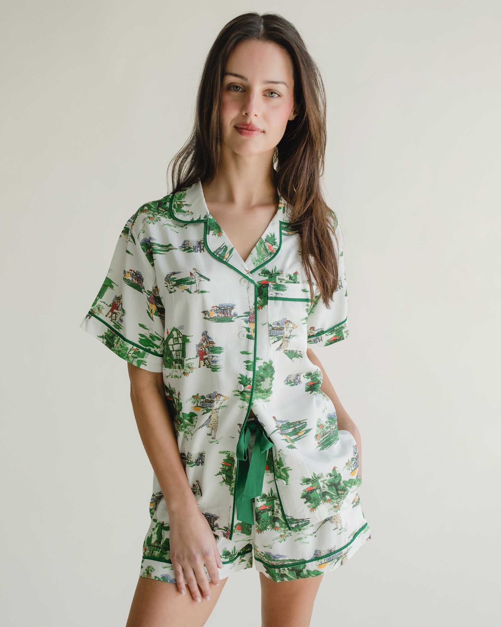 Golf Toile Pajama Shorts Set
