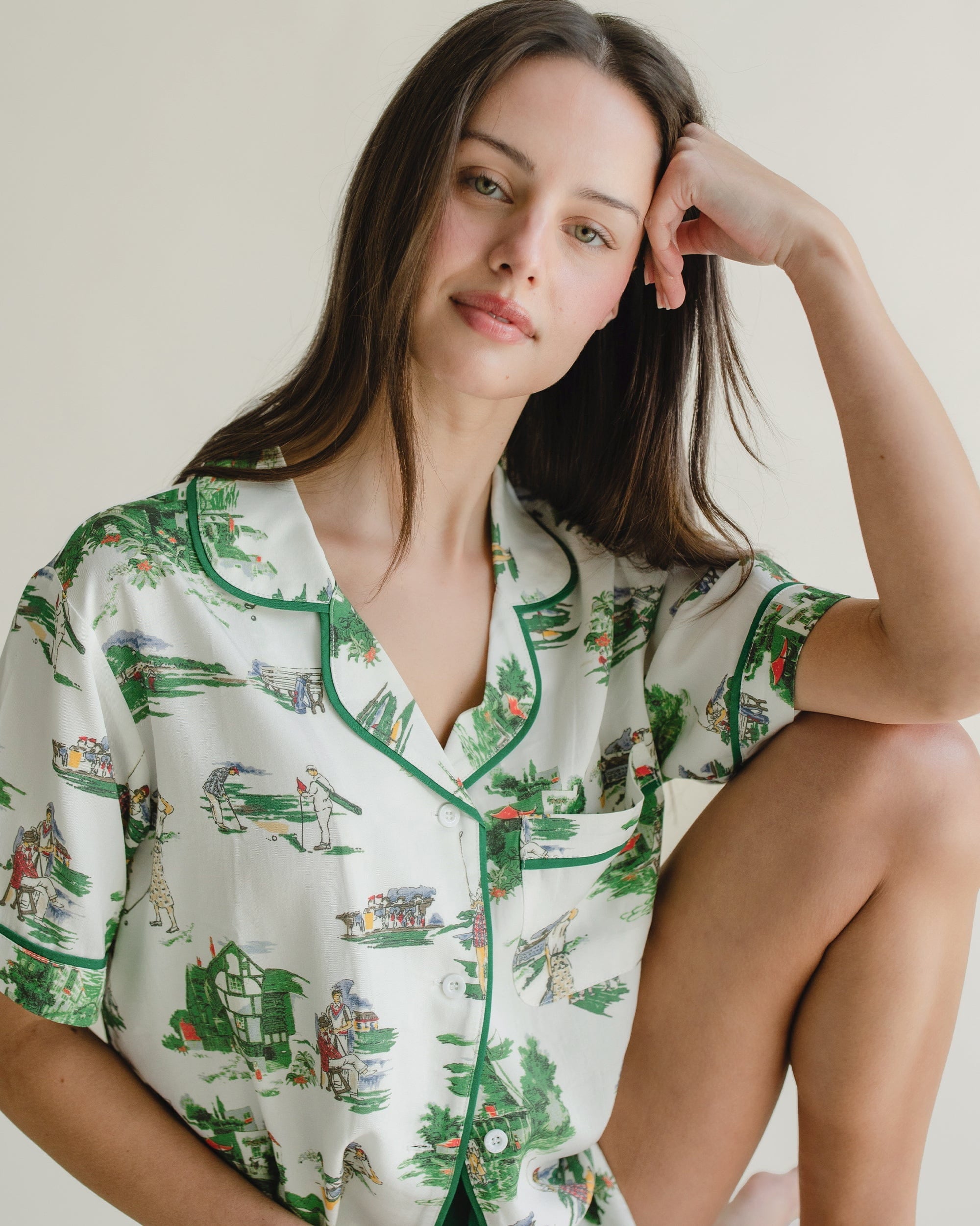 Golf Toile Pajama Shorts Set