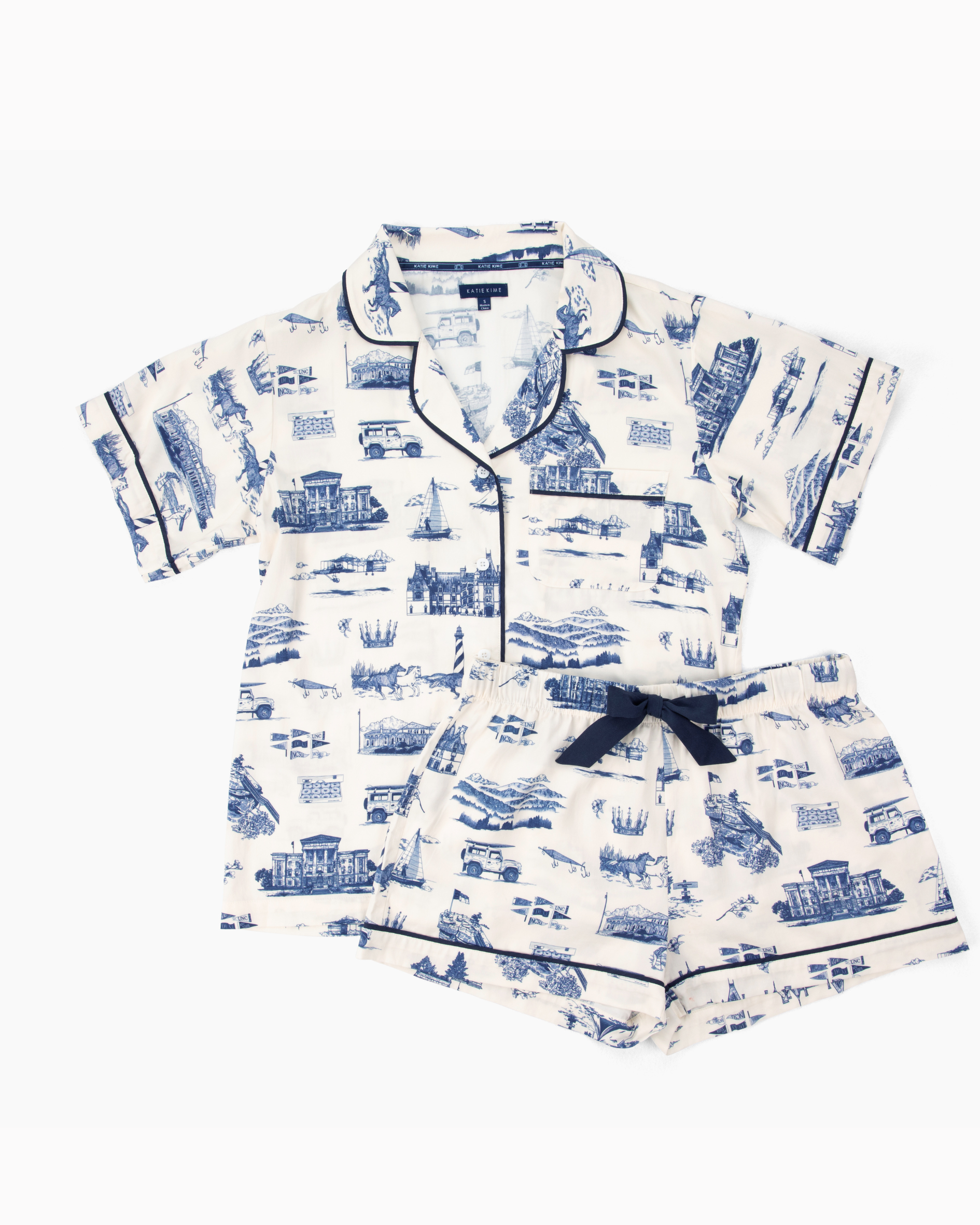 North Carolina Toile Pajama Shorts Set