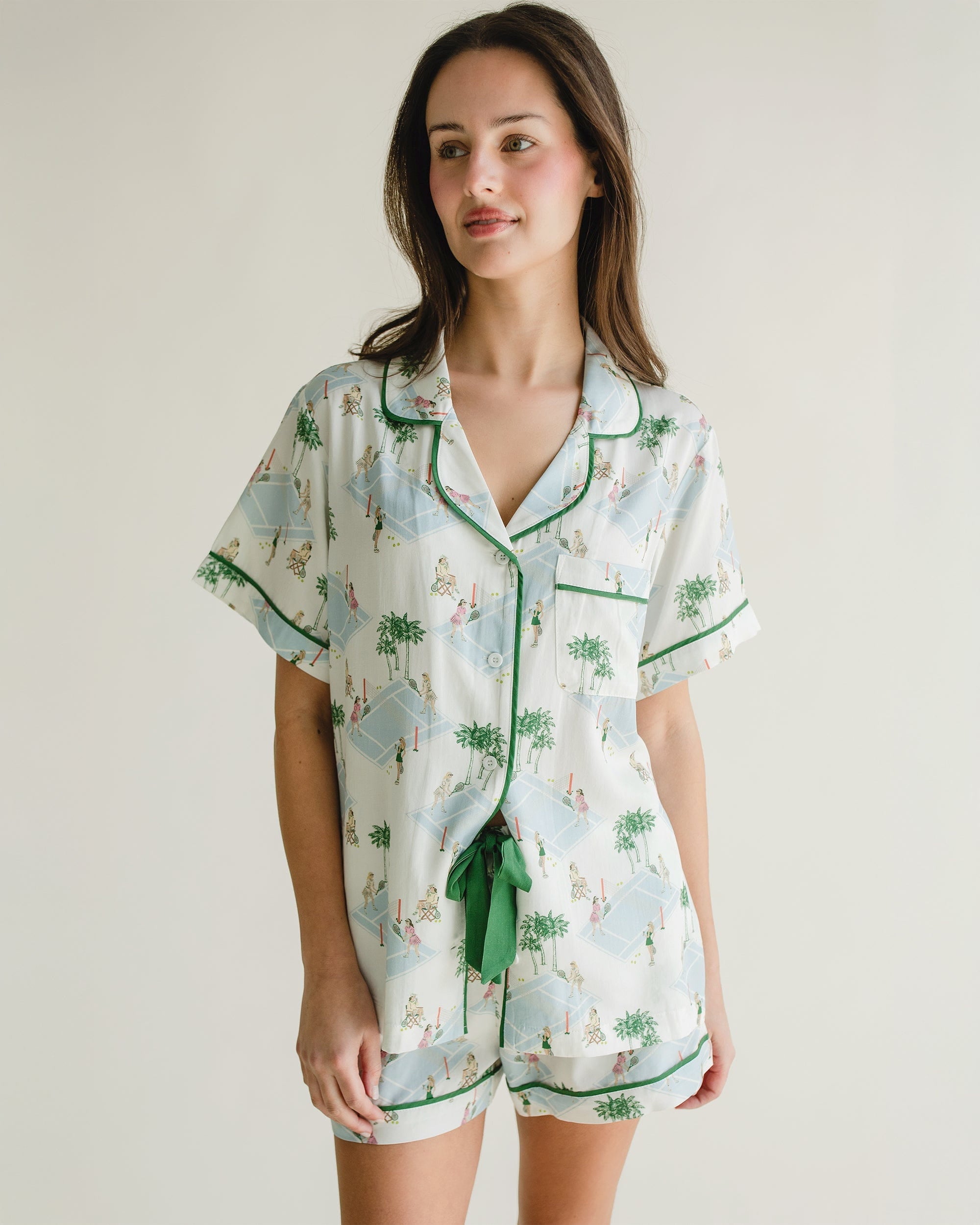 Palm Courts Pajama Shorts Set