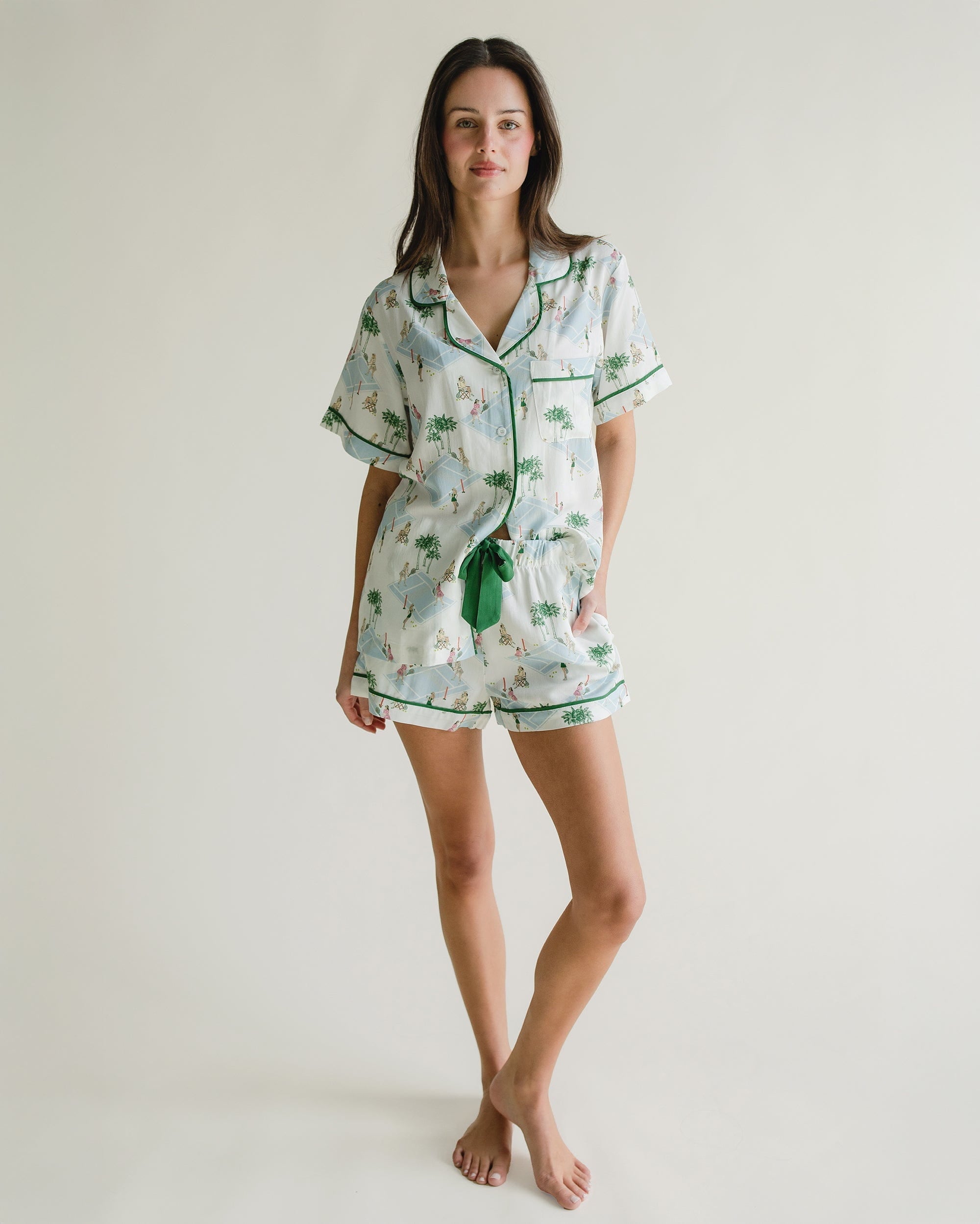 Palm Courts Pajama Shorts Set