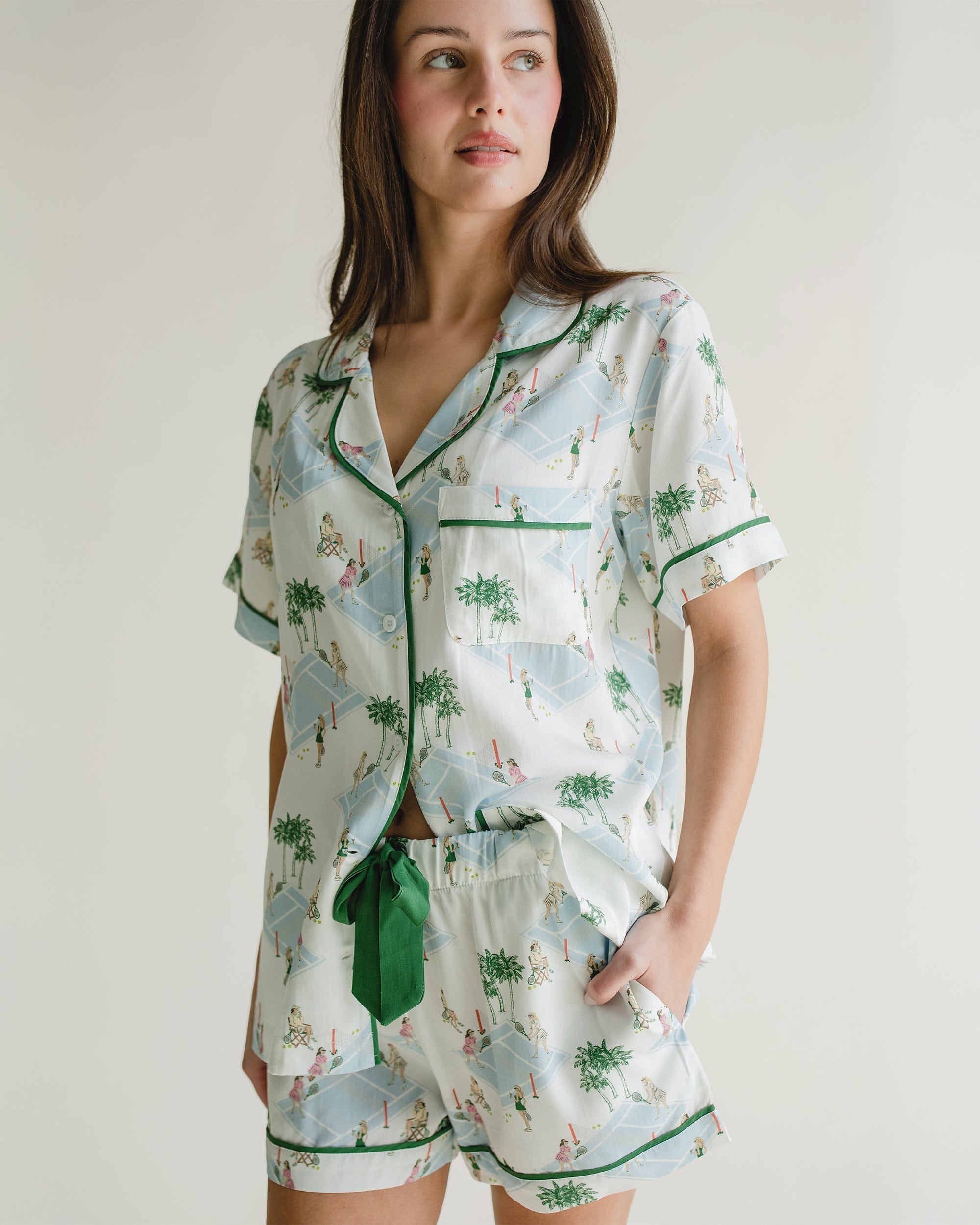Palm Courts Pajama Shorts Set